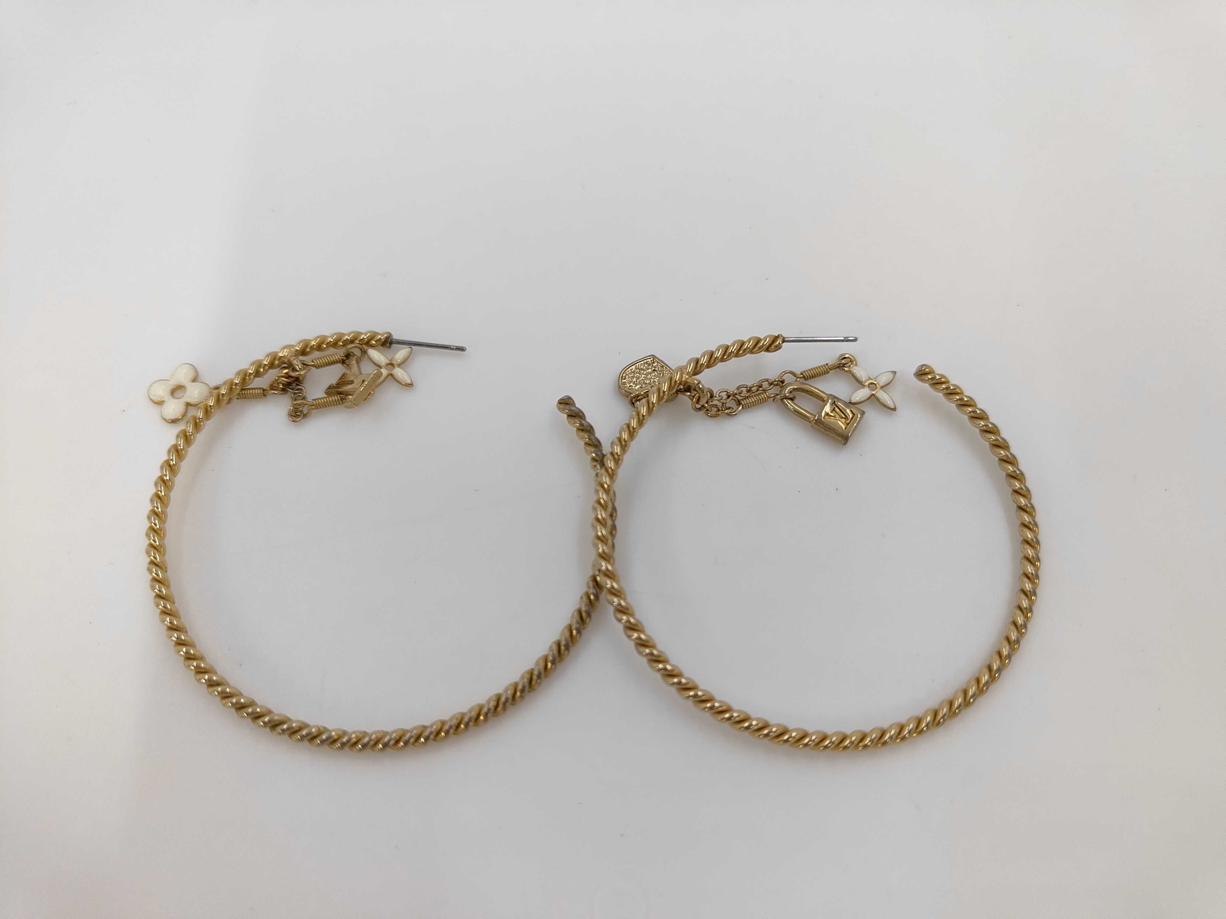 Creole Flower Heart Padlock Earrings — view 5