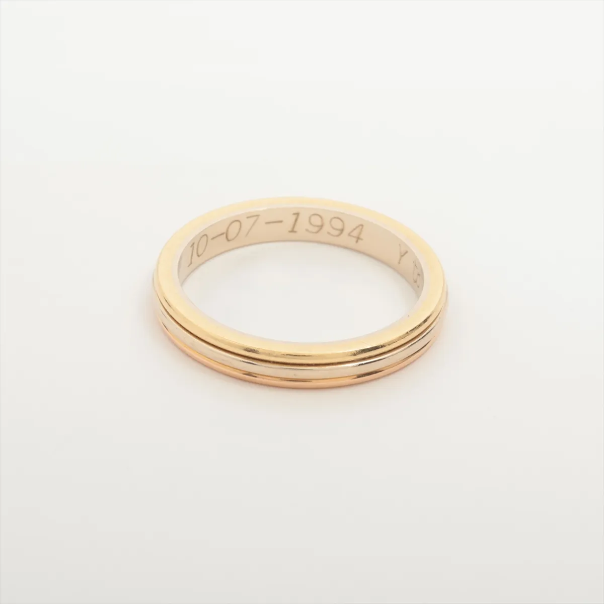 Three-Color Ring 750 (Yellow Gold x Pink Gold x White Gold) 3.3g Size 51 Initial C39038 — view 2