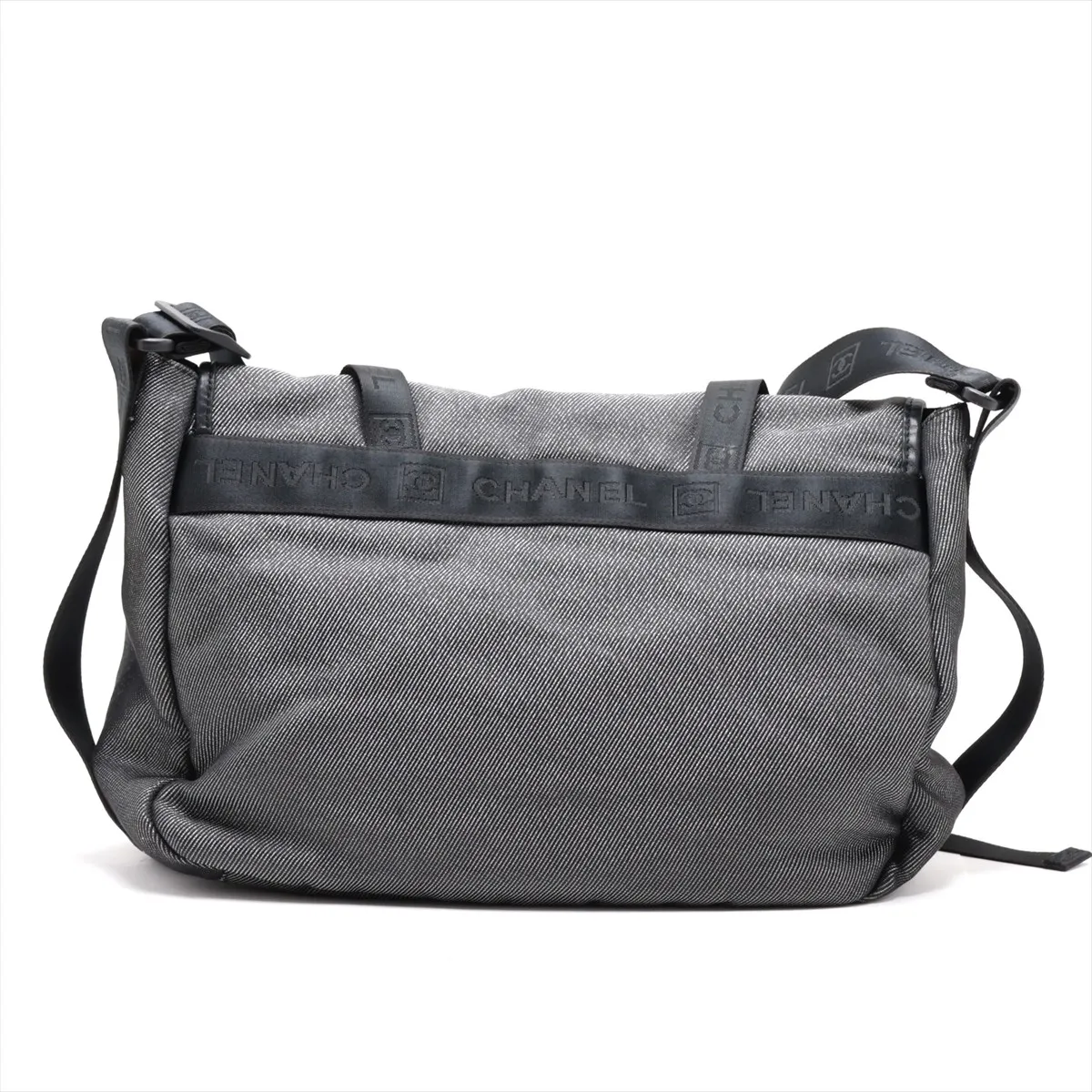 Sport Line Canvas Shoulder Bag, Black, Silver Hardware, No Clasp — view 2