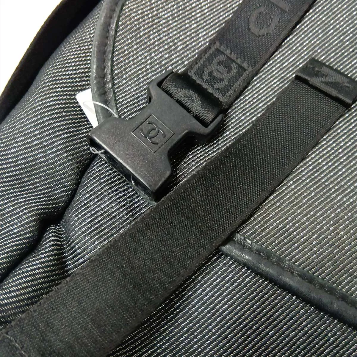 Sport Line Canvas Shoulder Bag, Black, Silver Hardware, No Clasp — view 14