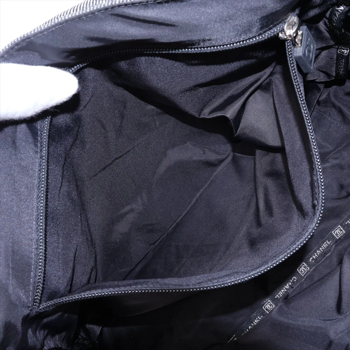 Sport Line Canvas Shoulder Bag, Black, Silver Hardware, No Clasp — view 7