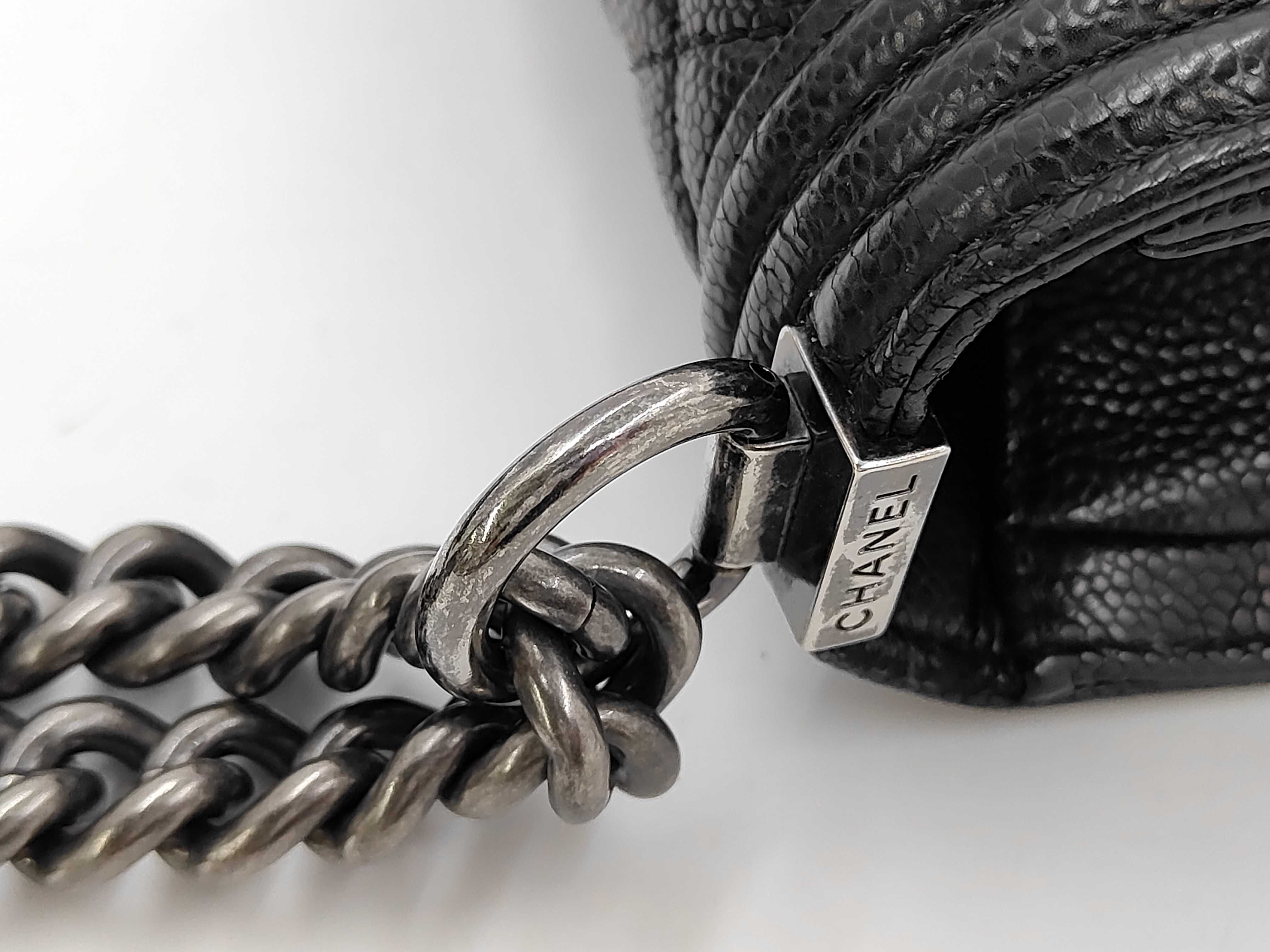 Boy Chanel Caviar Skin Black Shoulder Bag — view 7