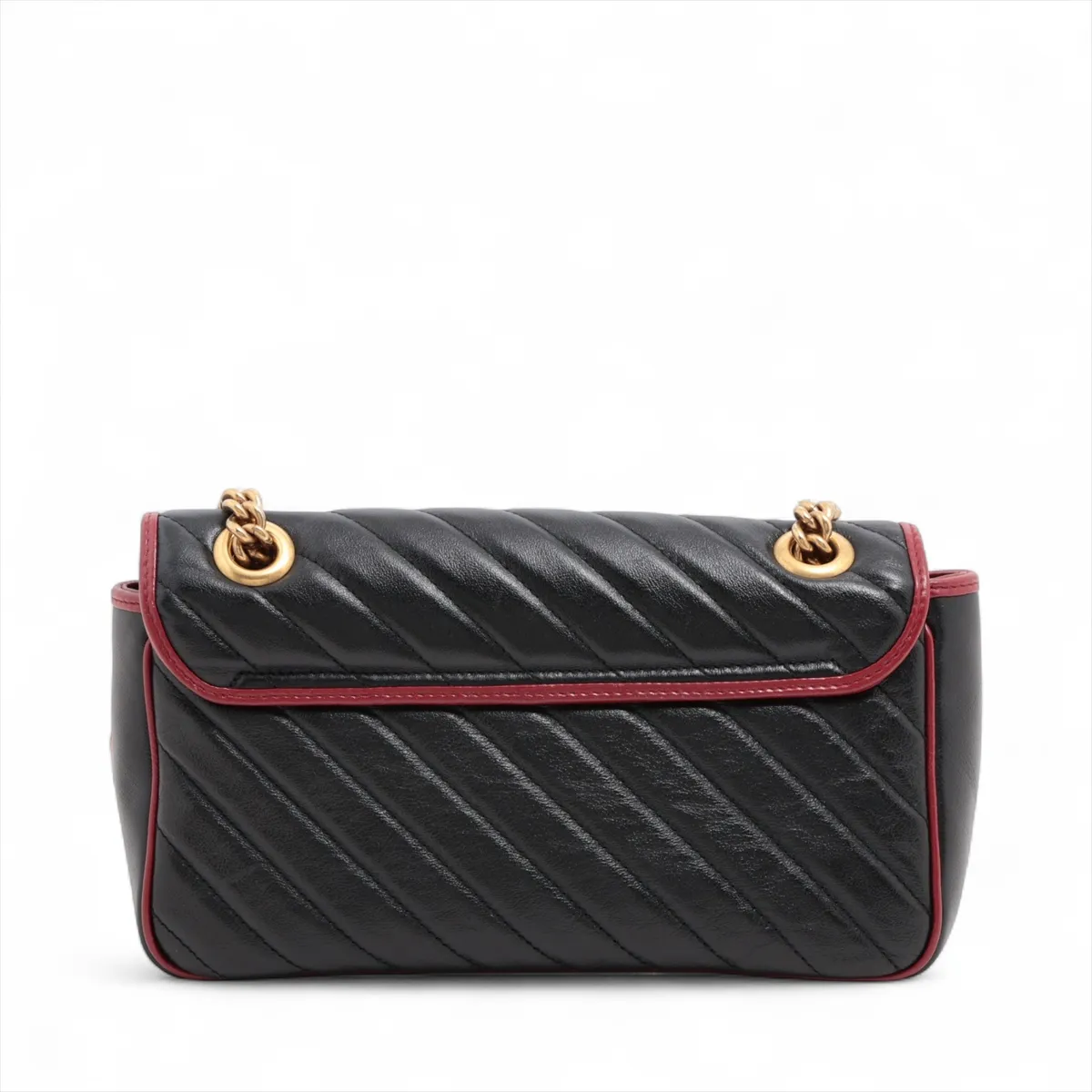 GG Marmont Leather Chain Shoulder Bag Black x Red 443497 — view 2