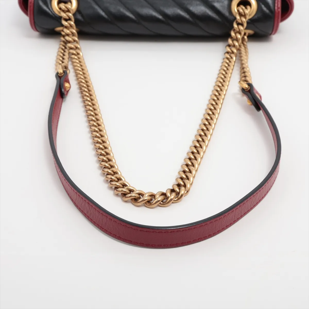 GG Marmont Leather Chain Shoulder Bag Black x Red 443497 — view 5