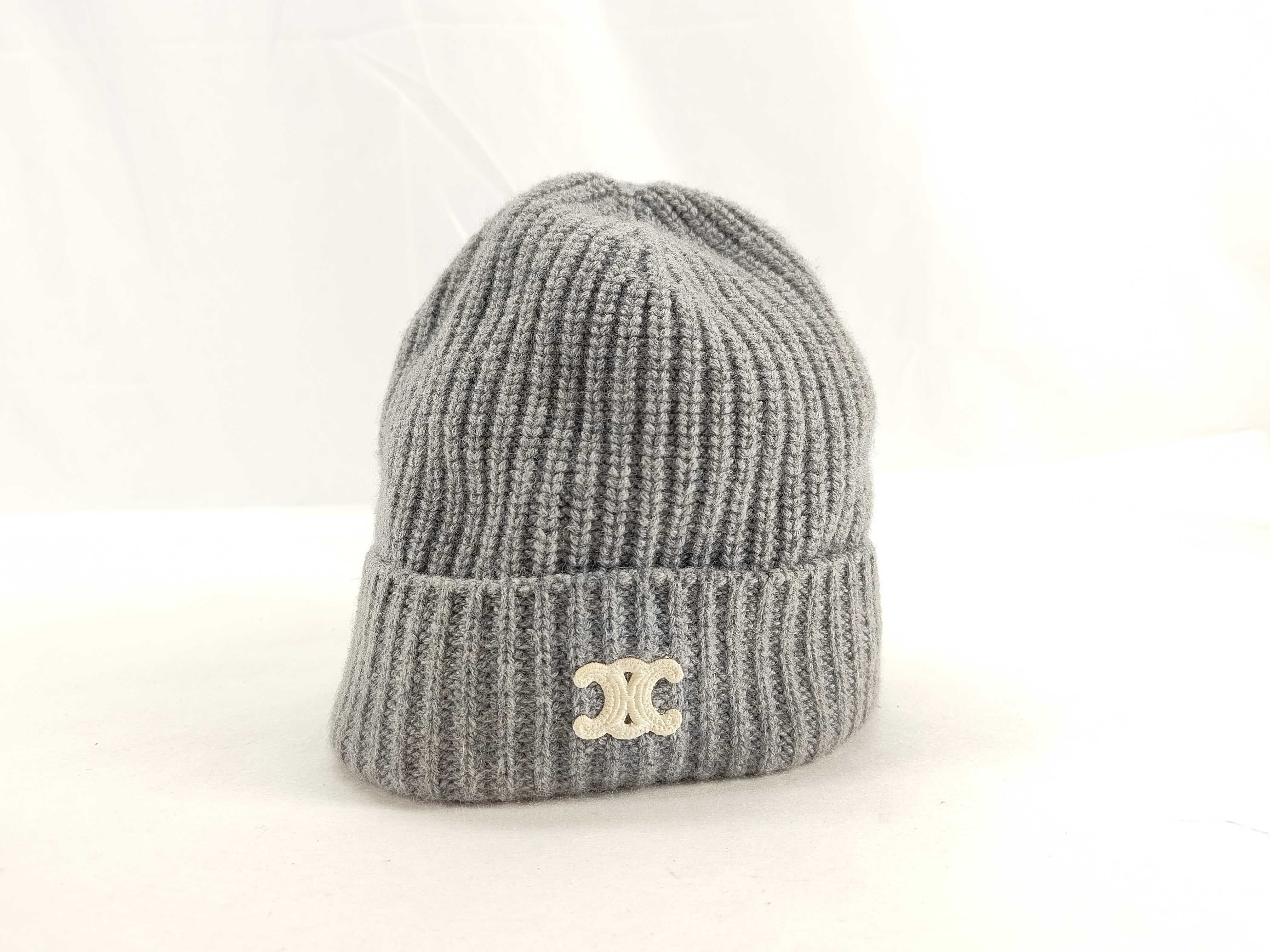 cashmere knit cap, Triomphe design, gray, shopping bag, and other accessories. — view 2