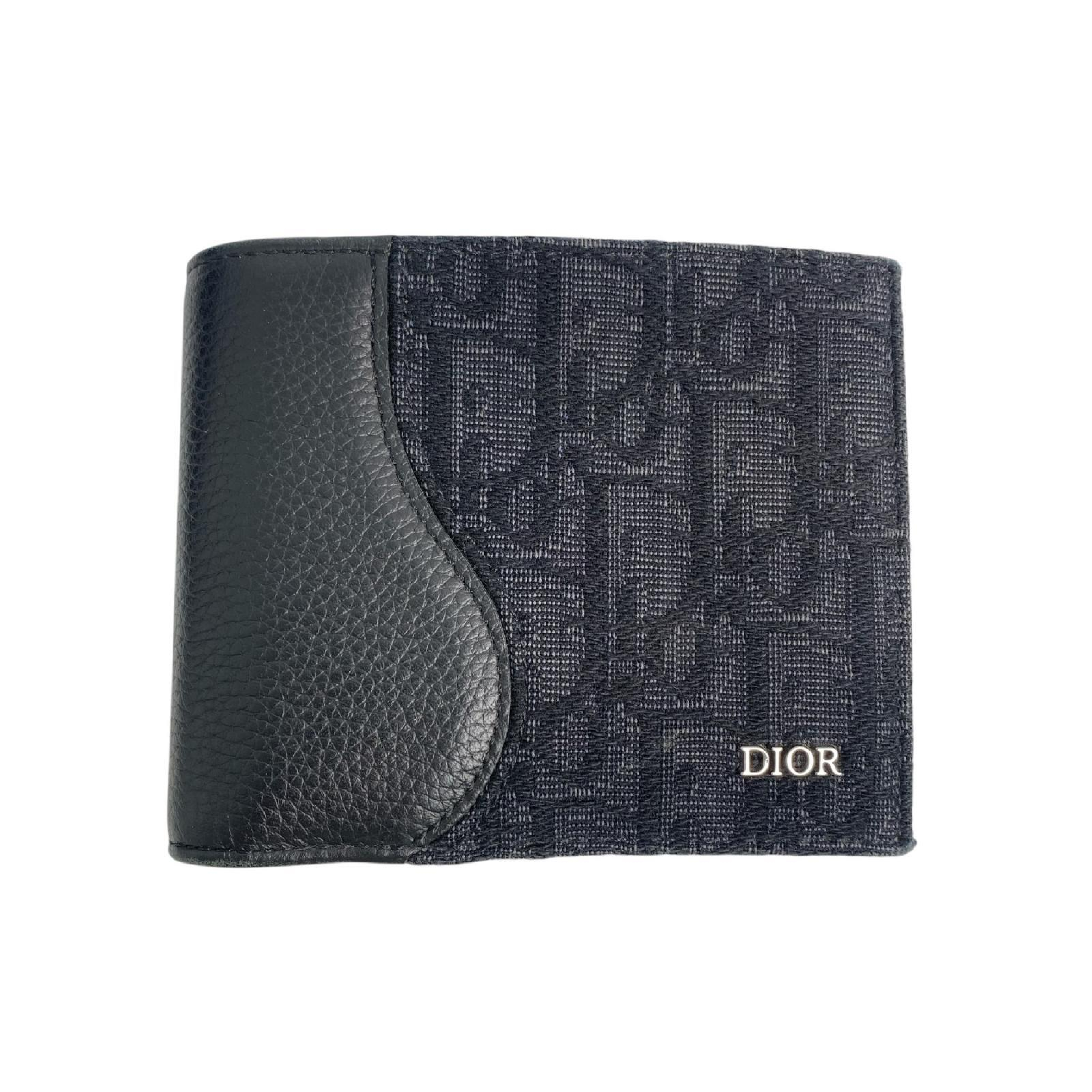 【*Shipped from: Hong Kong*】Dior Black Canvas/Calfskin Saddle Oblique Bi-fold Wallet — view 2
