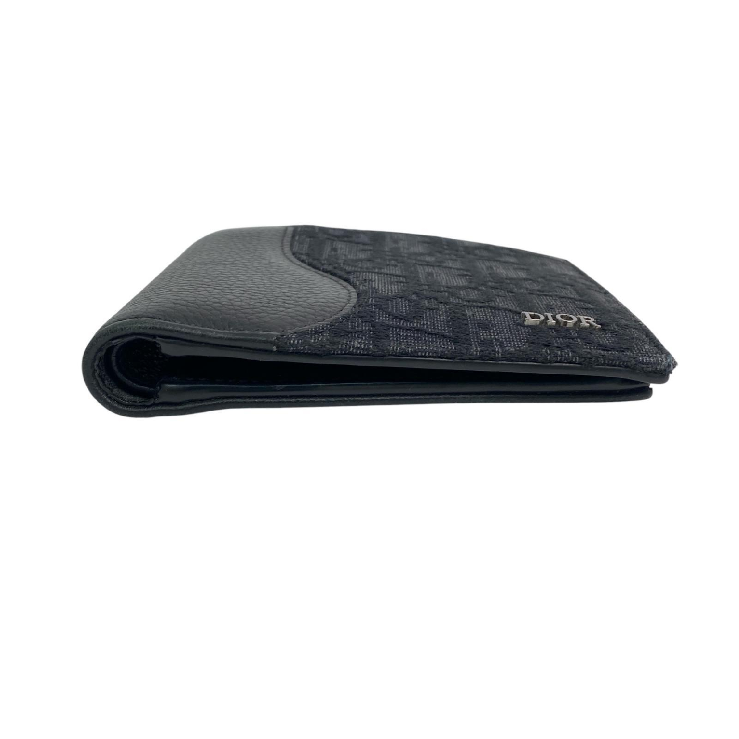 【*Shipped from: Hong Kong*】Dior Black Canvas/Calfskin Saddle Oblique Bi-fold Wallet — view 5