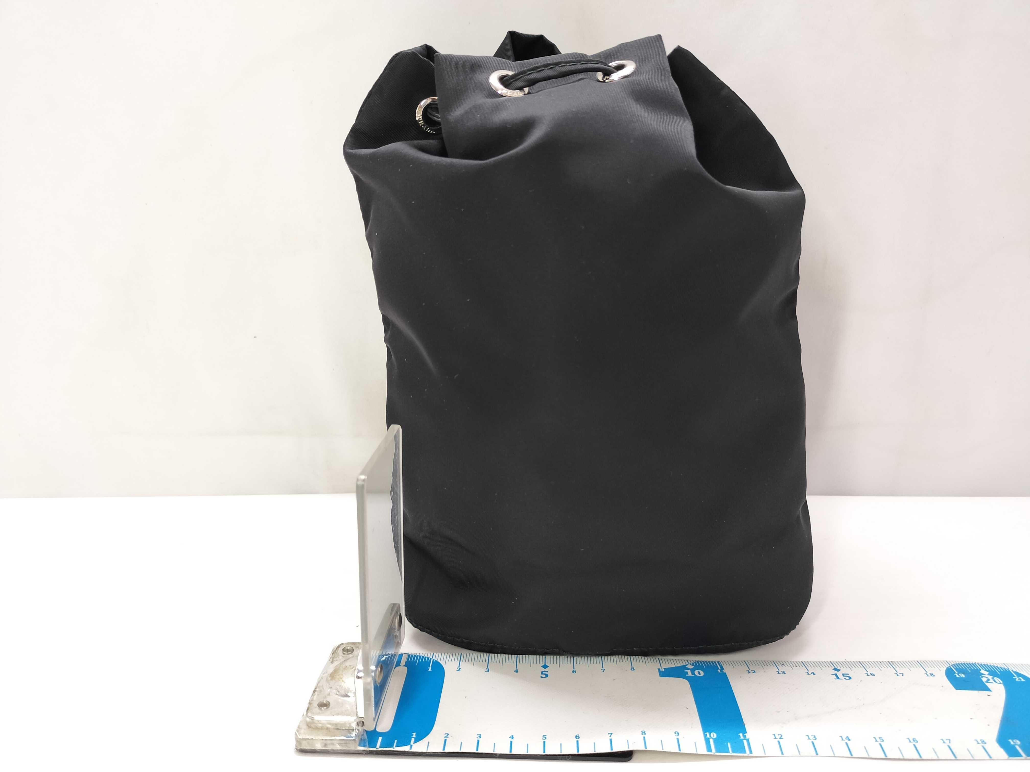 nylon drawstring bag pouch, current model, triangle logo, Tessuto nylon, black pouch. — view 2