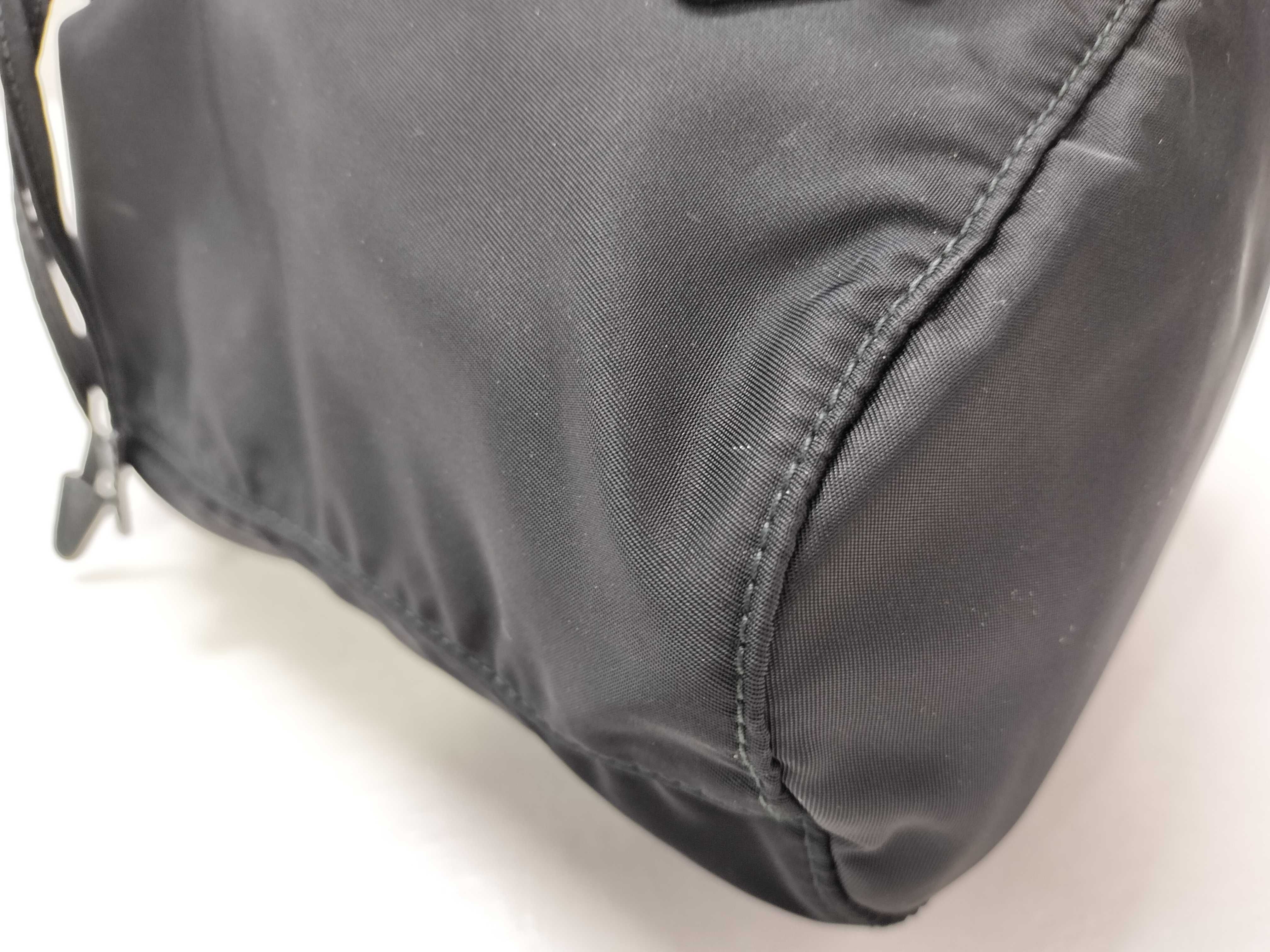 nylon drawstring bag pouch, current model, triangle logo, Tessuto nylon, black pouch. — view 5
