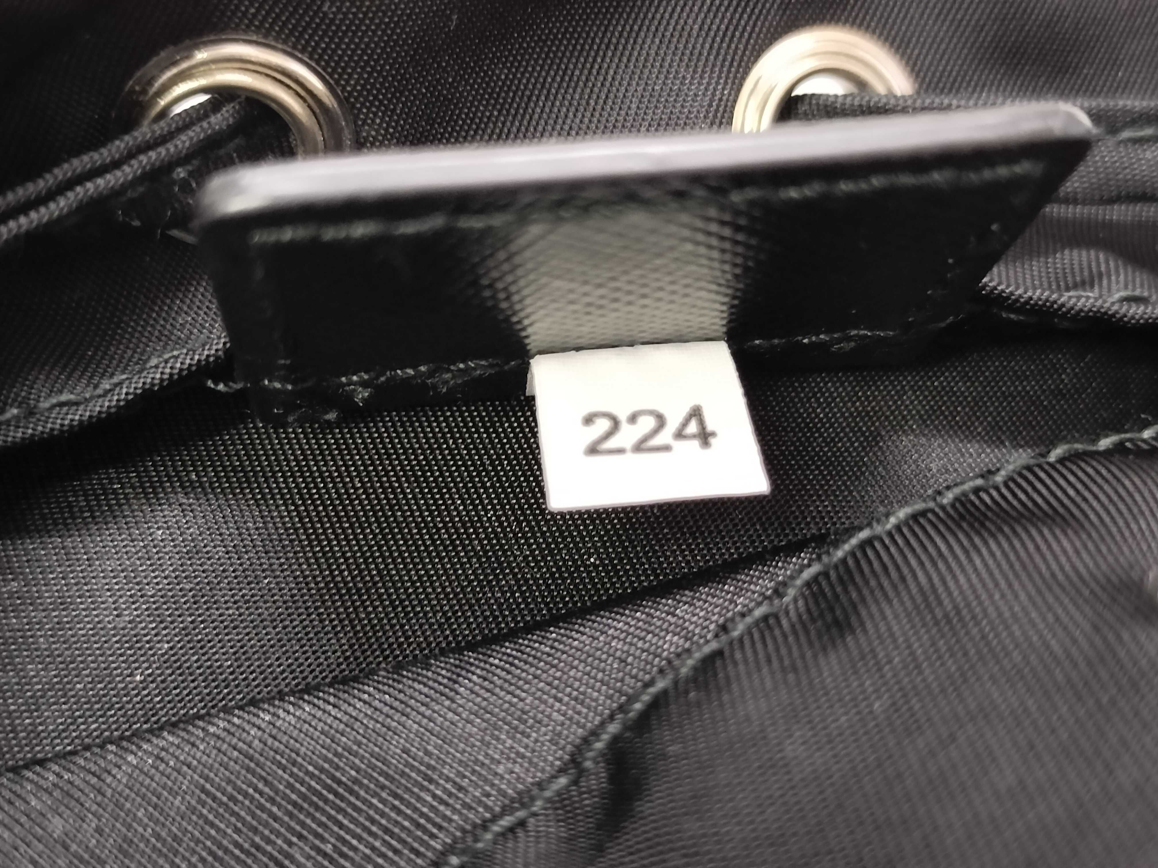 nylon drawstring bag pouch, current model, triangle logo, Tessuto nylon, black pouch. — view 8