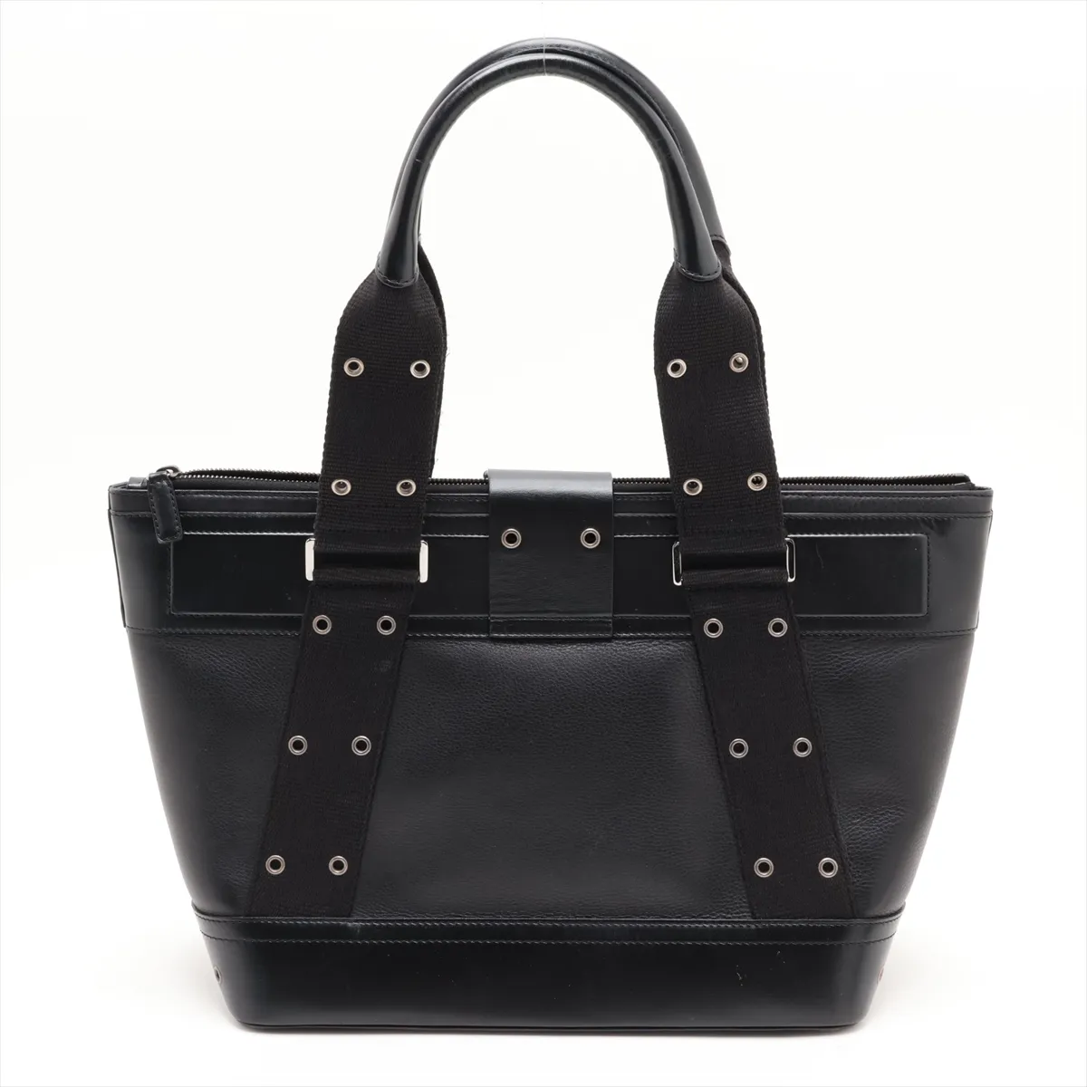 Street Chic Leather Tote Bag, Black — view 2