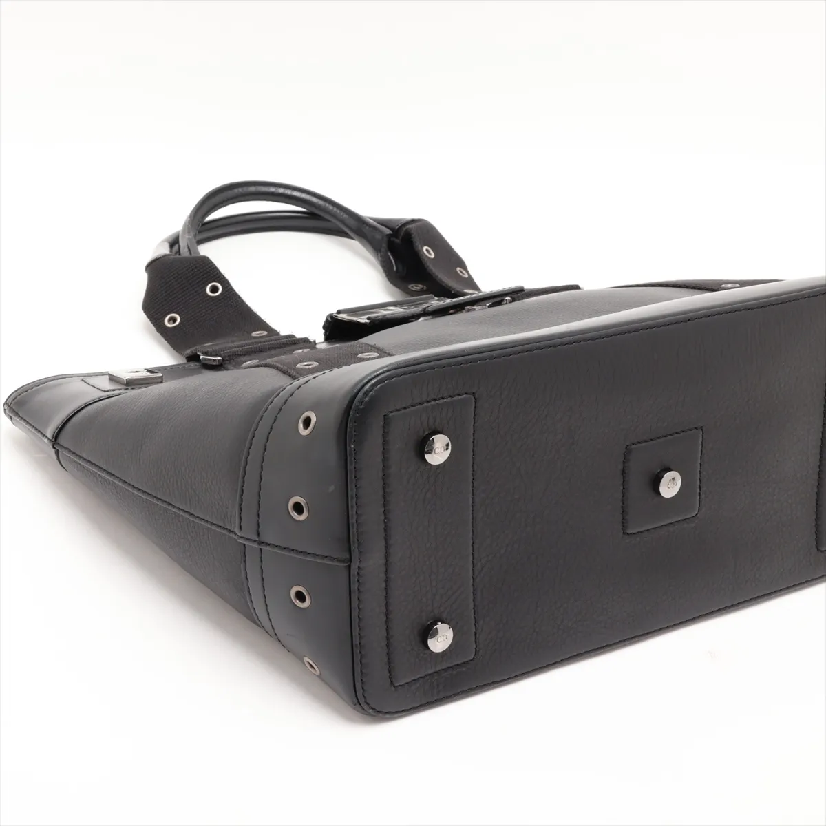 Street Chic Leather Tote Bag, Black — view 4