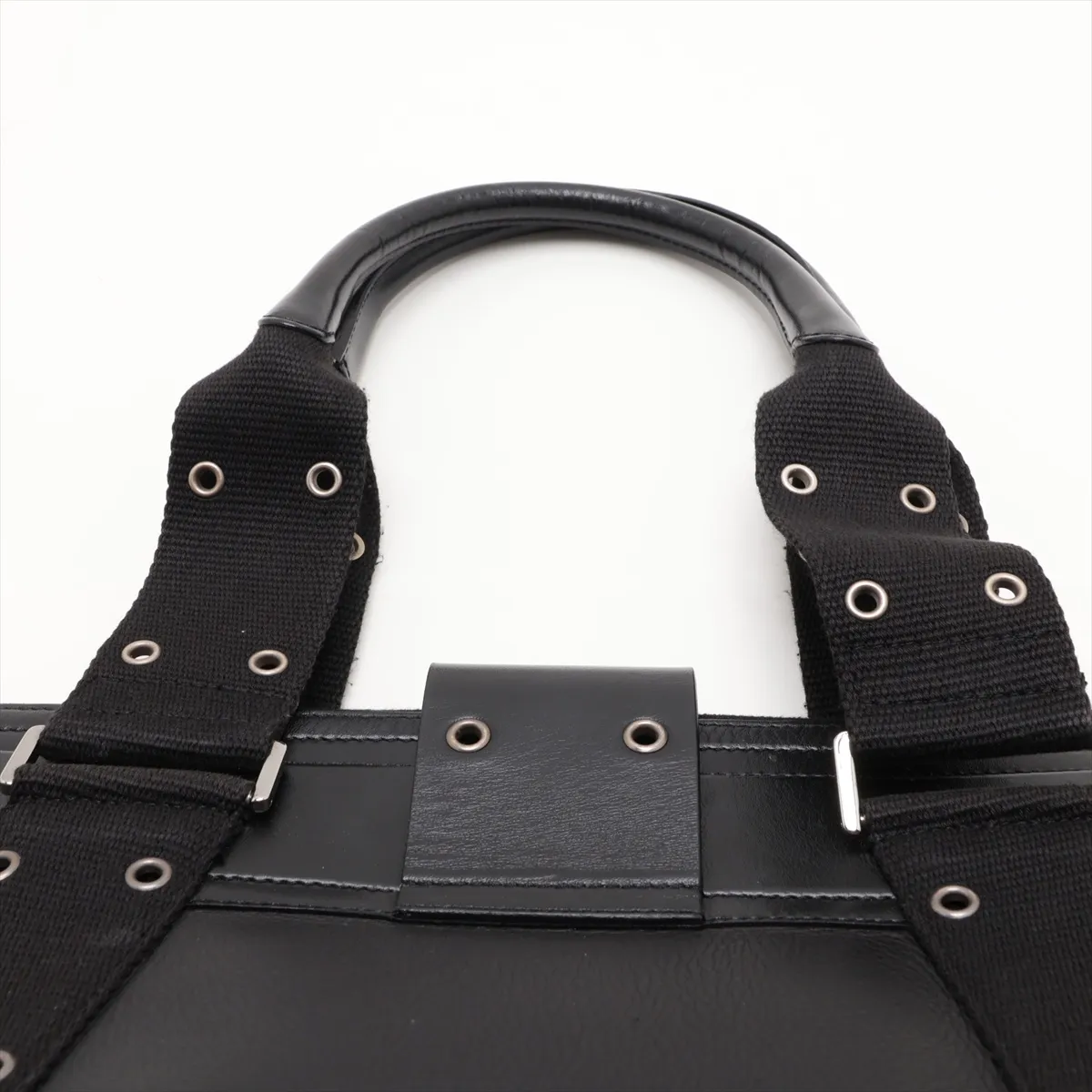 Street Chic Leather Tote Bag, Black — view 6