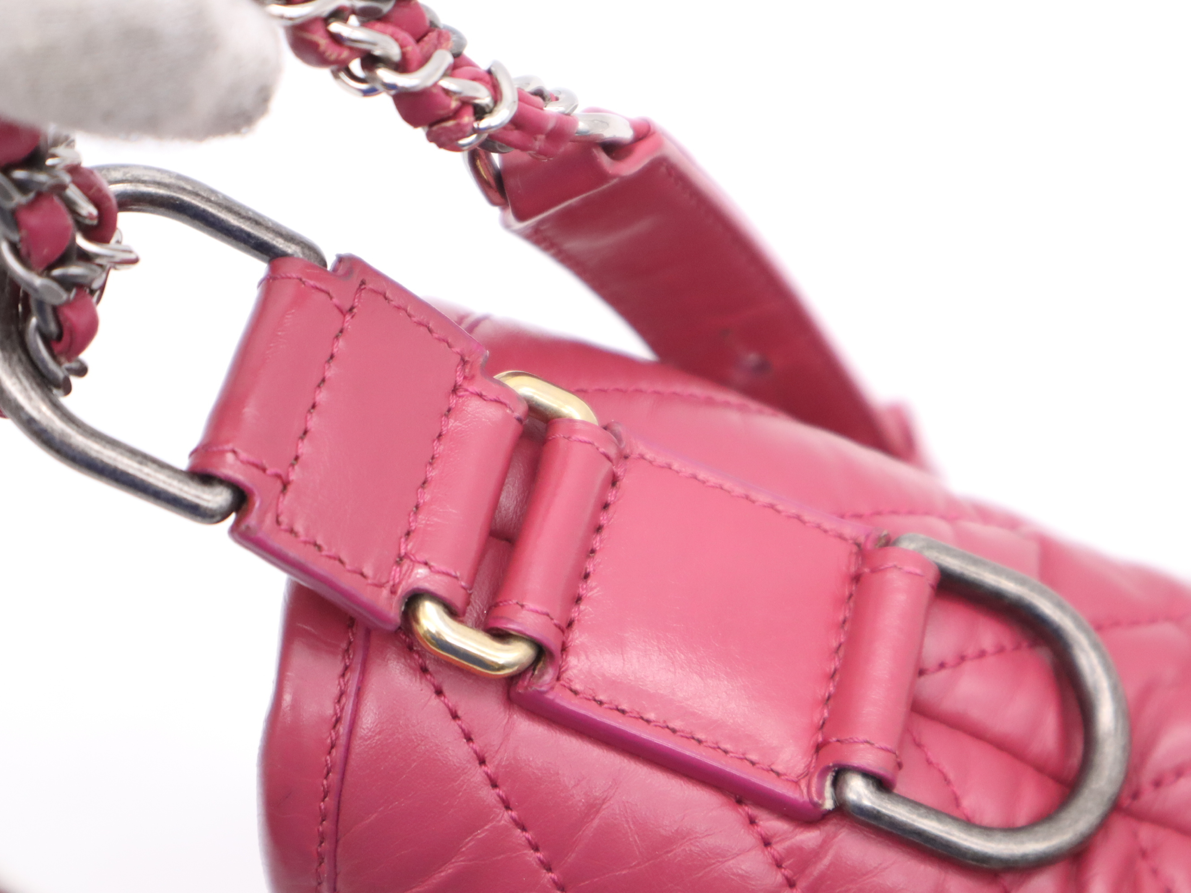 Calfskin Gabrielle de Chanel Small Hobo V-Stitch Chain Shoulder Bag, Wine Red, with Seal. — view 8