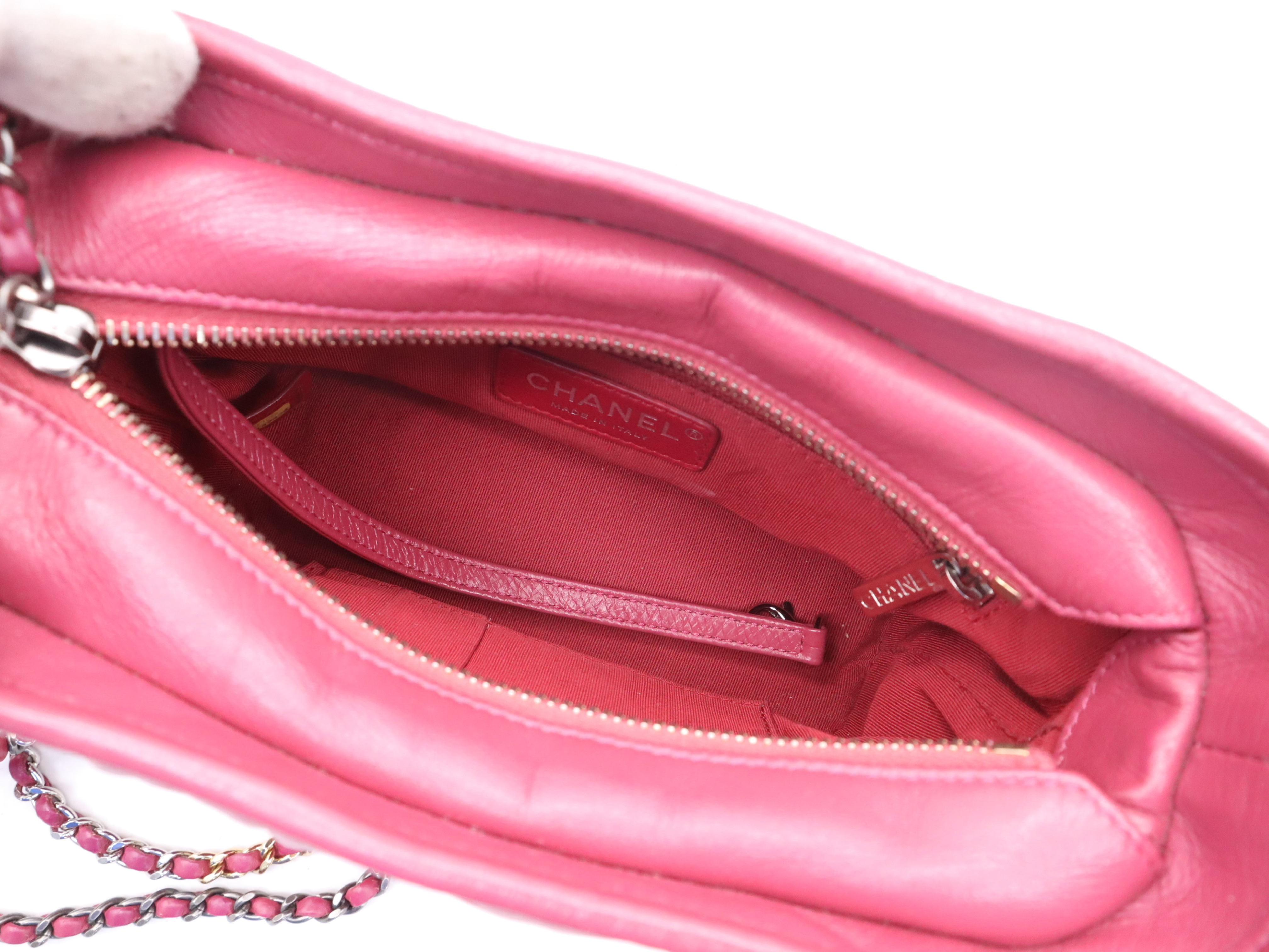 Calfskin Gabrielle de Chanel Small Hobo V-Stitch Chain Shoulder Bag, Wine Red, with Seal. — view 10