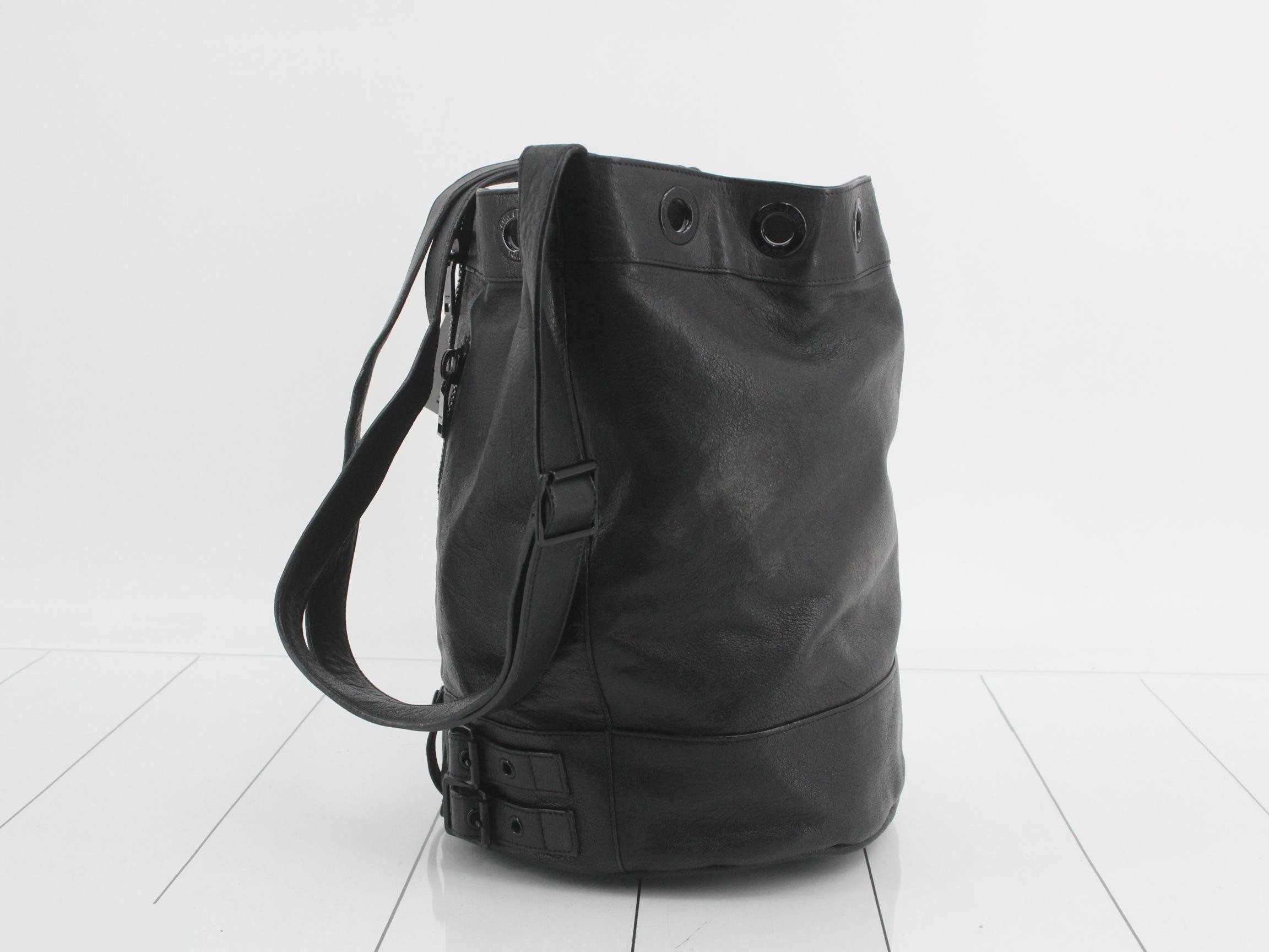 Shoulder biker jacket, black leather — view 3