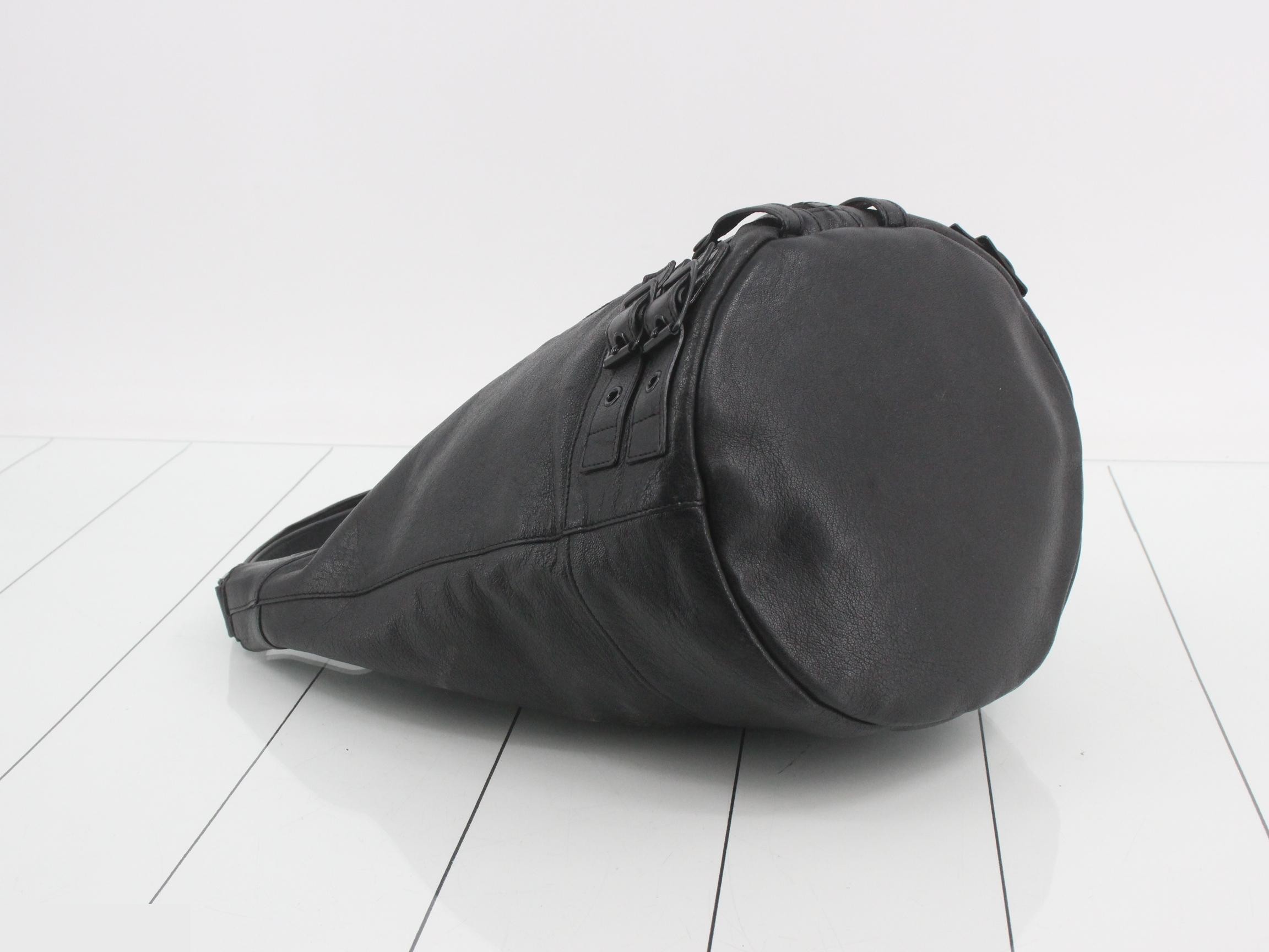 Shoulder biker jacket, black leather — view 5