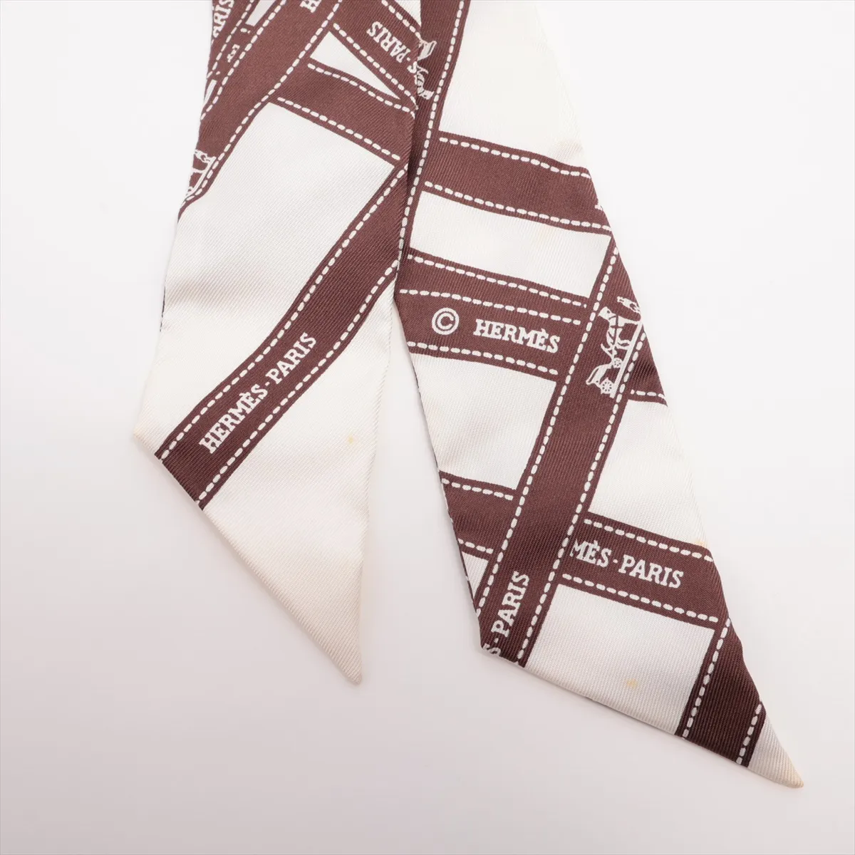 Twilly Bolduc Ribbon Scarf, Silk, Maroon Color, — view 2