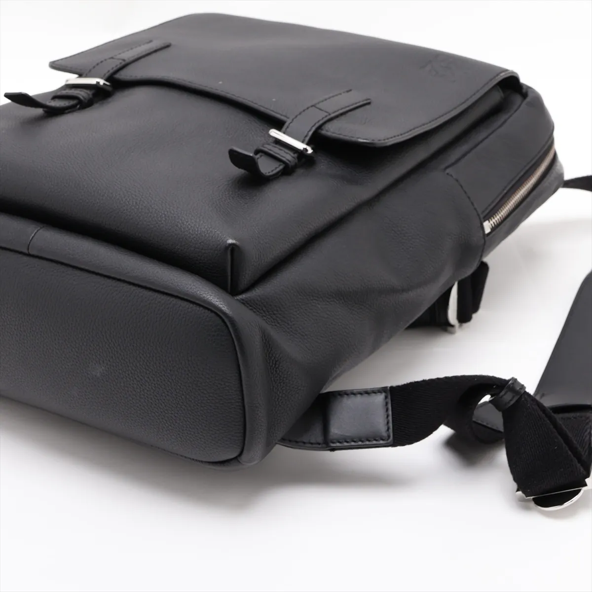 Military Leather Backpack/Rucksack, Black — view 3