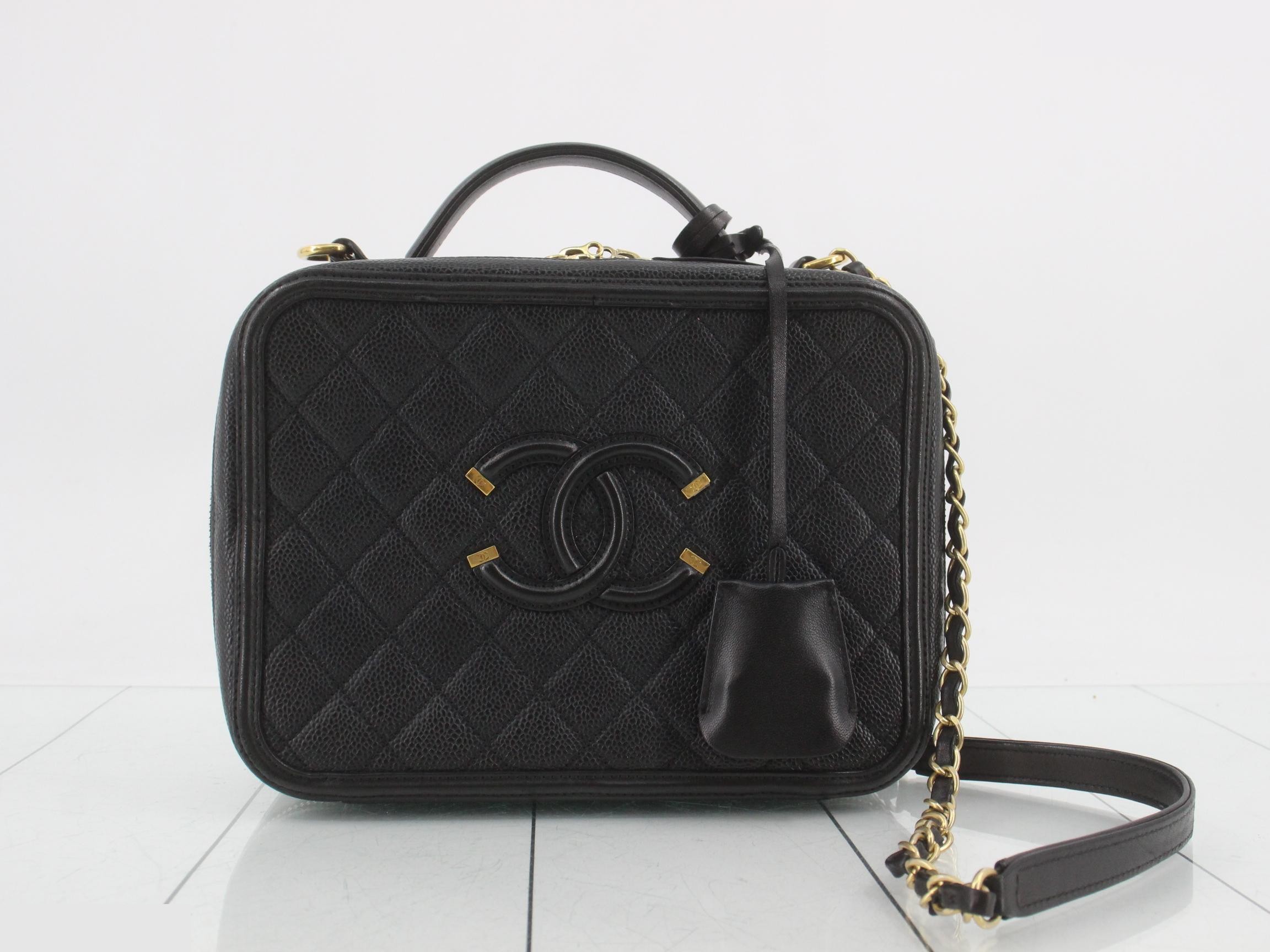 CC Filigree Caviar 2-Way Chain Shoulder Bag Seal