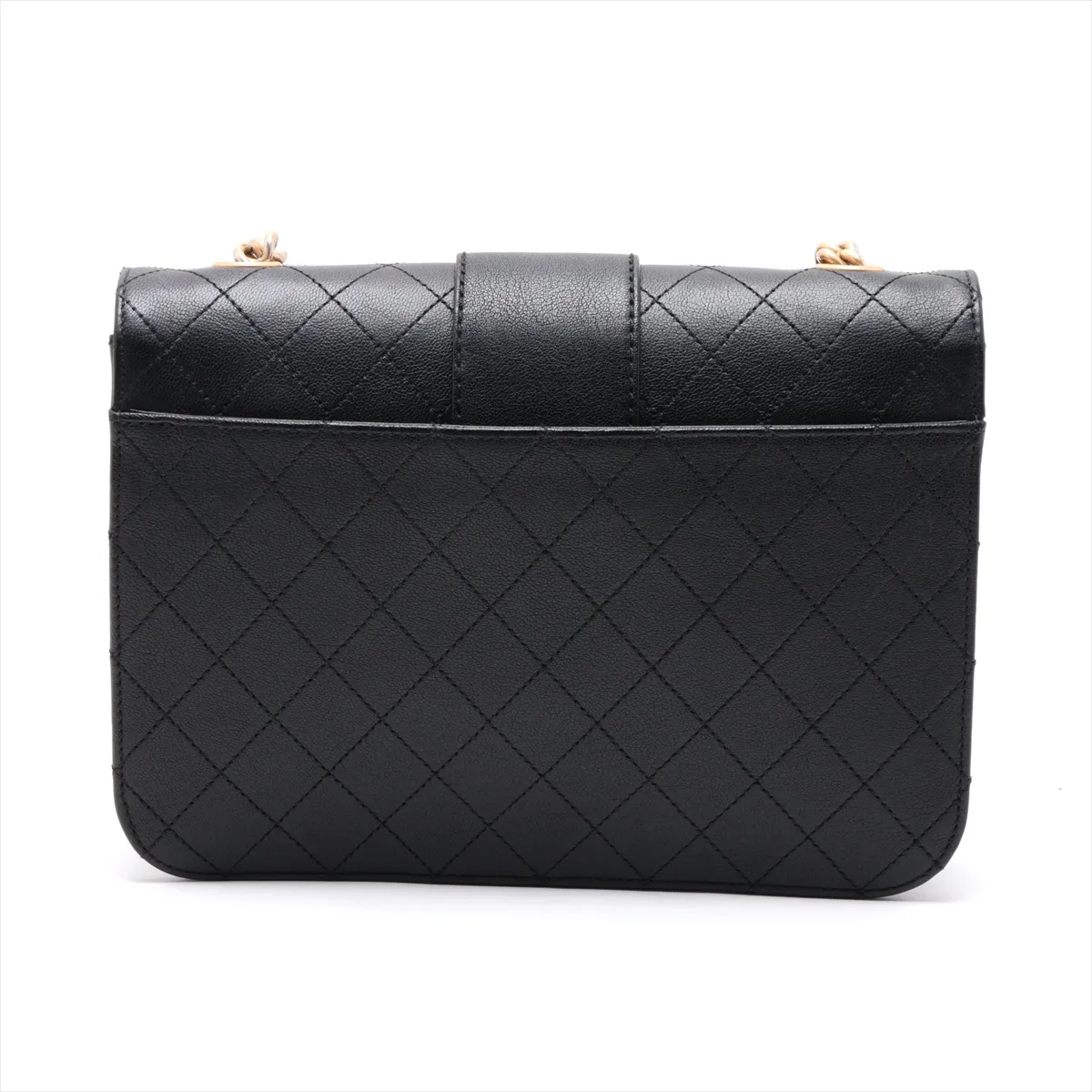 Matelassé Leather Single Flap Single Chain Bag, Black with Gold Hardware, Item Number 24998210 (Serial Number in the 24 range) — view 2