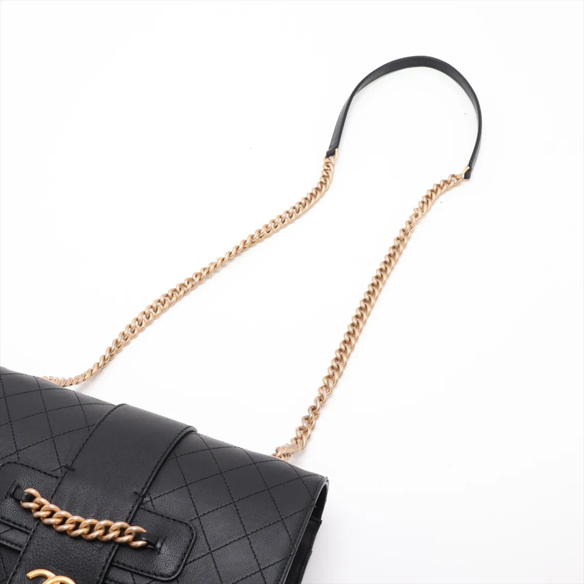 Matelassé Leather Single Flap Single Chain Bag, Black with Gold Hardware, Item Number 24998210 (Serial Number in the 24 range) — view 5