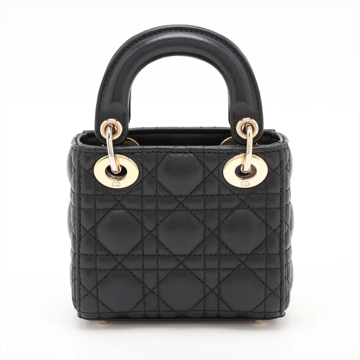 Cannage Lady Dior Micro Leather 2-Way Handbag, Black — view 2