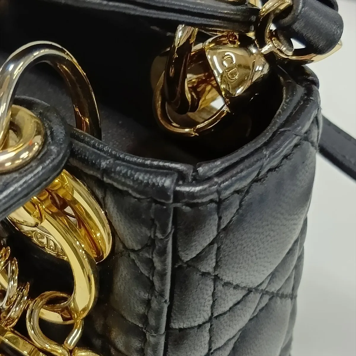 Cannage Lady Dior Micro Leather 2-Way Handbag, Black — view 11