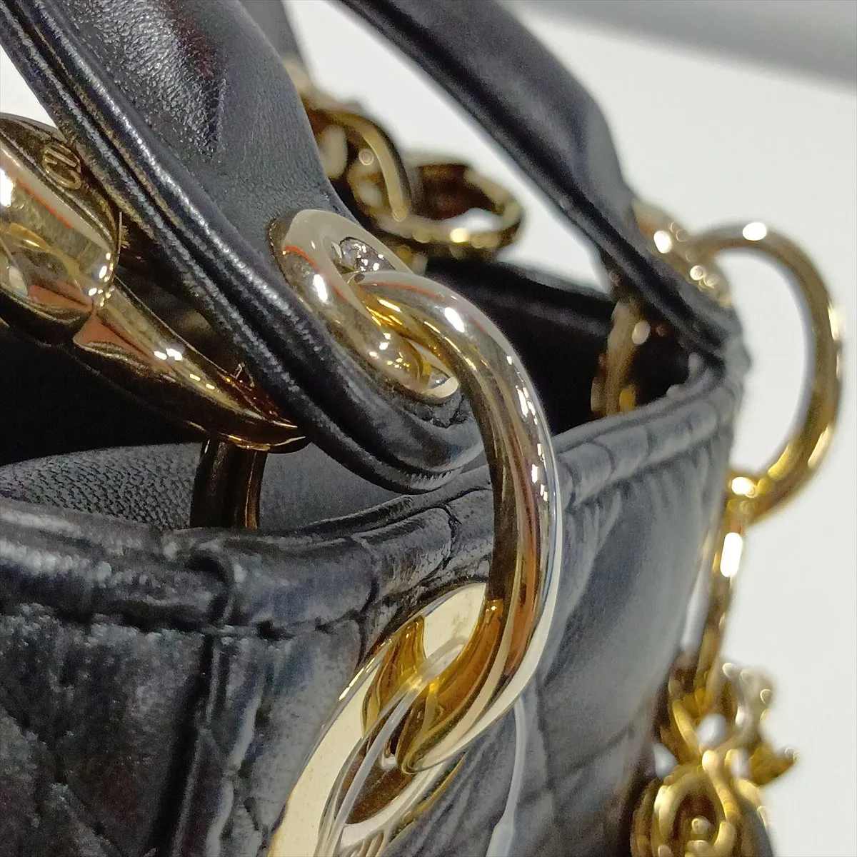 Cannage Lady Dior Micro Leather 2-Way Handbag, Black — view 14