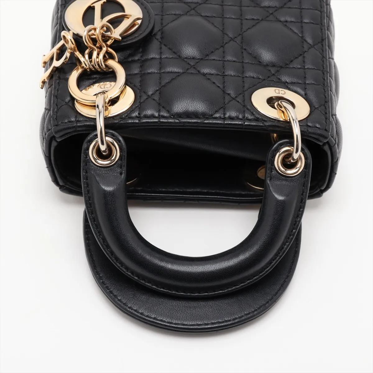 Cannage Lady Dior Micro Leather 2-Way Handbag, Black — view 5