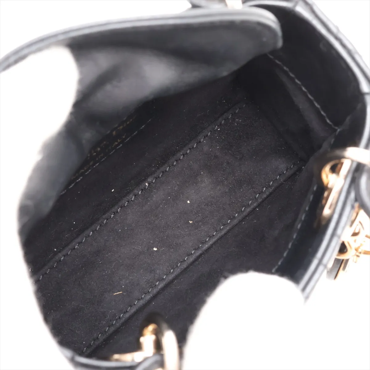 Cannage Lady Dior Micro Leather 2-Way Handbag, Black — view 8