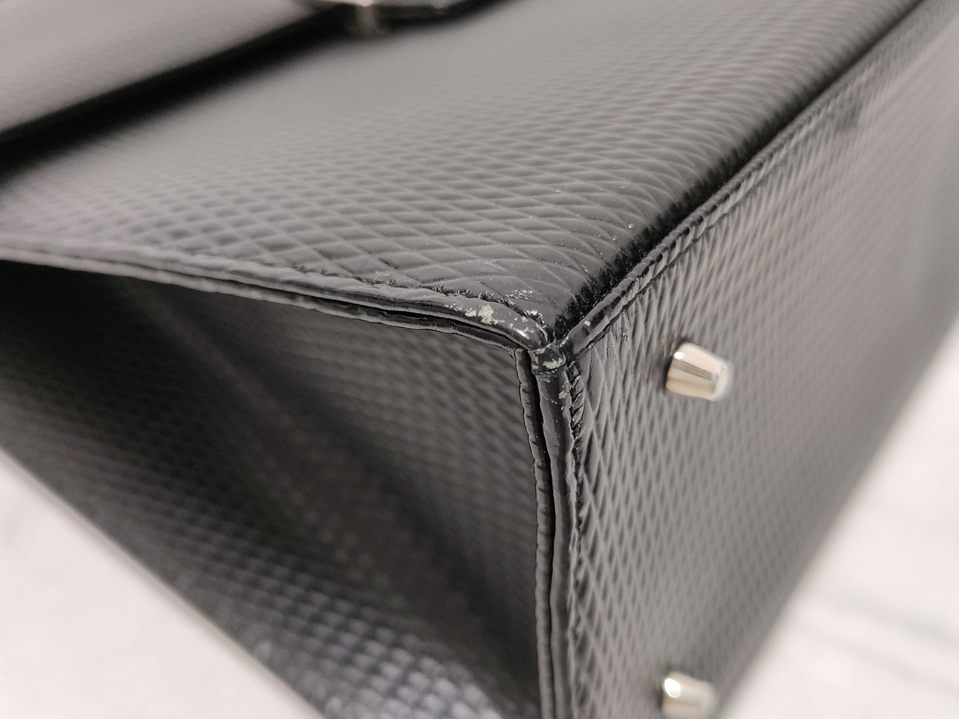 Diamond Cutwork Handbag, Black with Silver Hardware — view 6