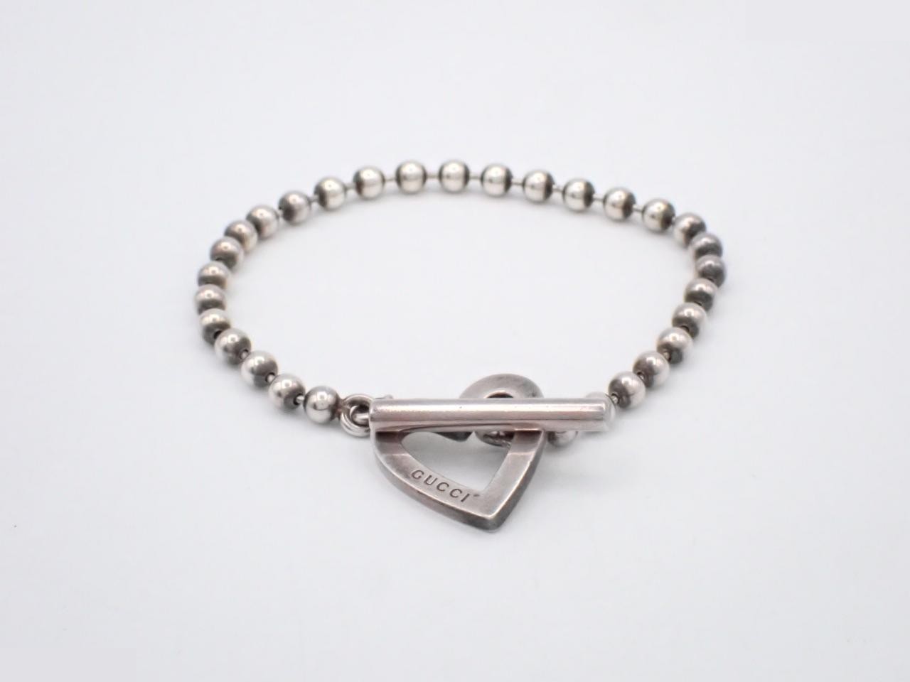 Heart Ball Chain Bracelet, SV925, 13.1g, Wrist Circumference Approx. 17cm