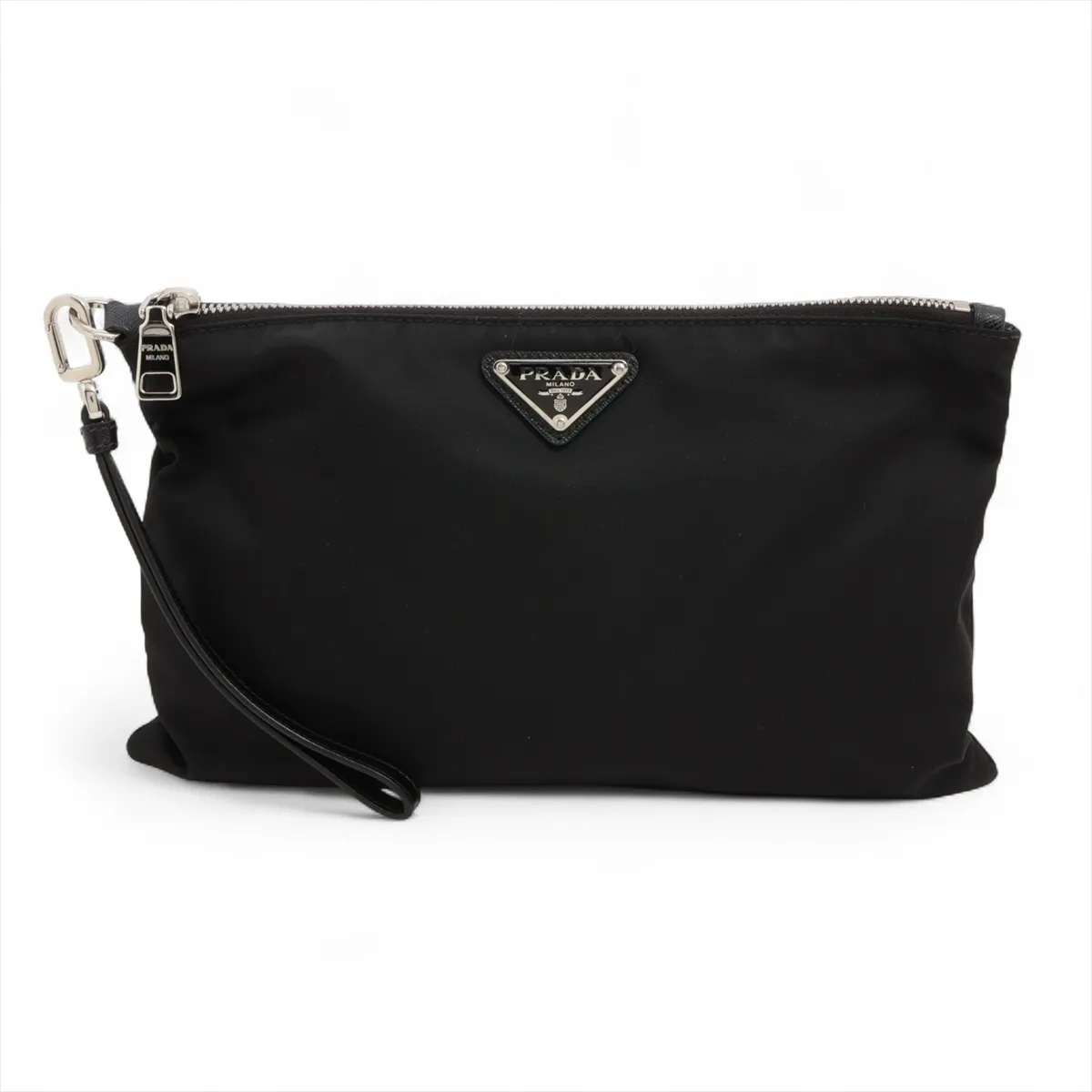 Tessuto Triangle Logo Nylon Pouch, Black, 2NH006, with Strap
