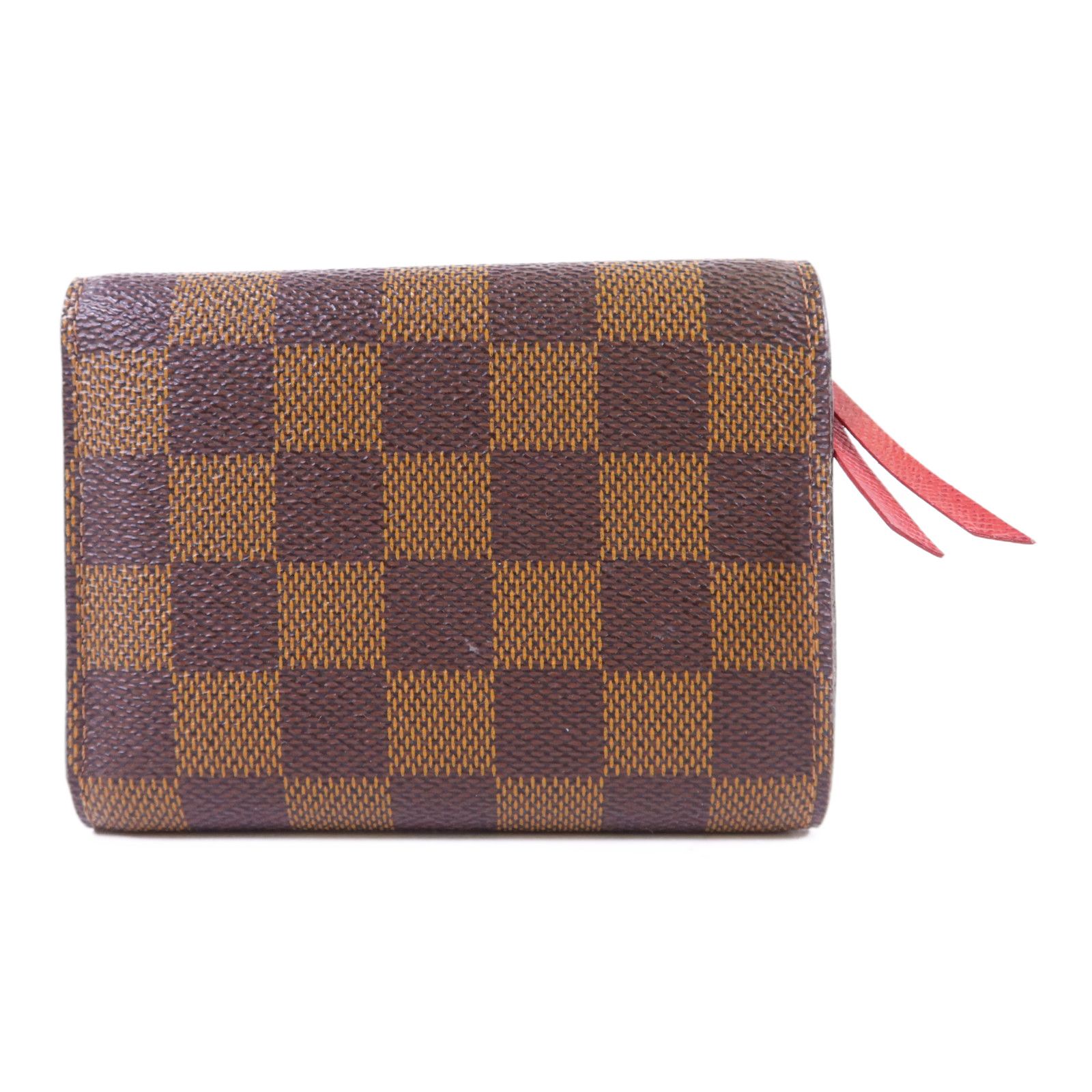 Damier Victorine Wallet Kinpaku Silver Package Brown Red Tri-Fold Wallet N 41659 — view 2
