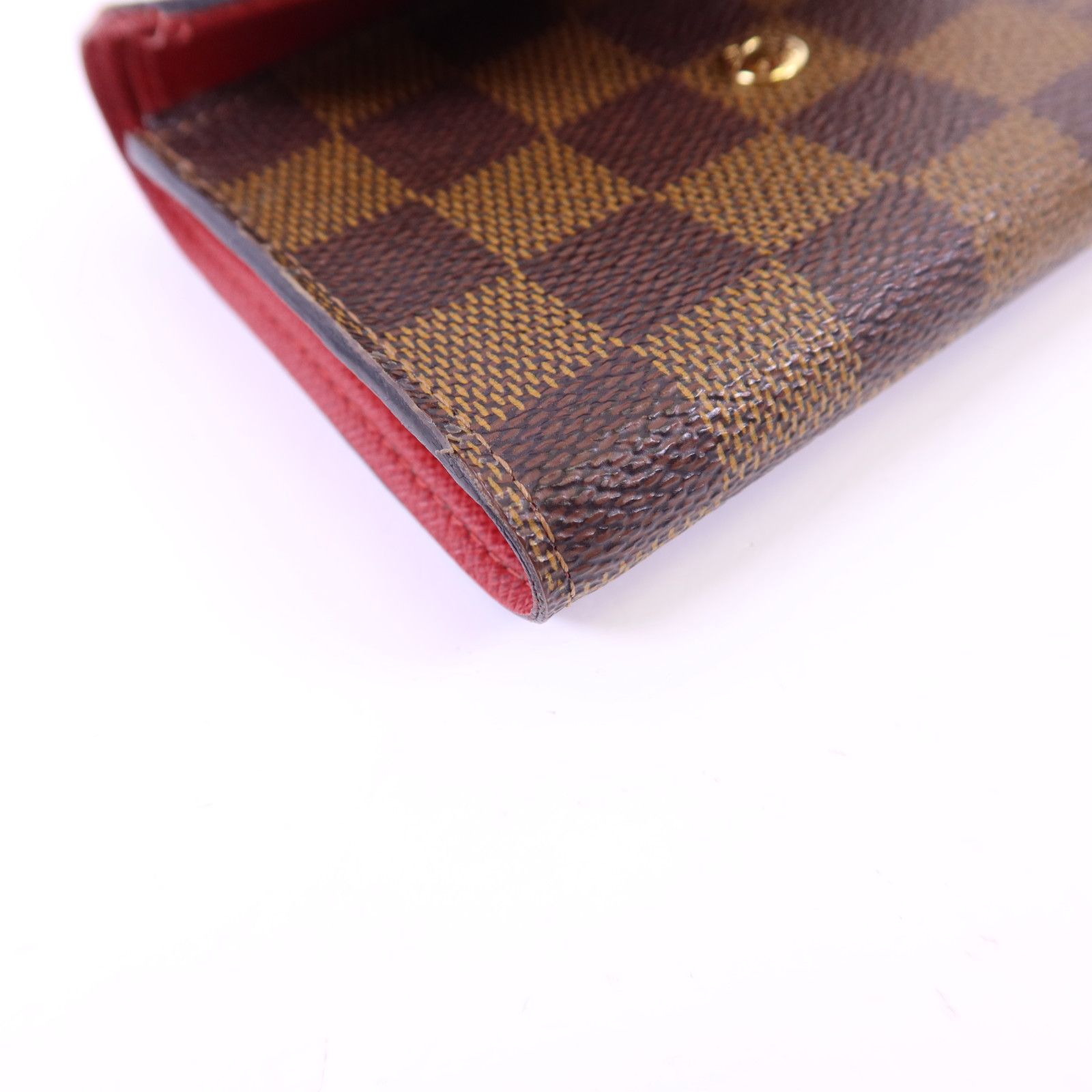 Damier Victorine Wallet Kinpaku Silver Package Brown Red Tri-Fold Wallet N 41659 — view 11