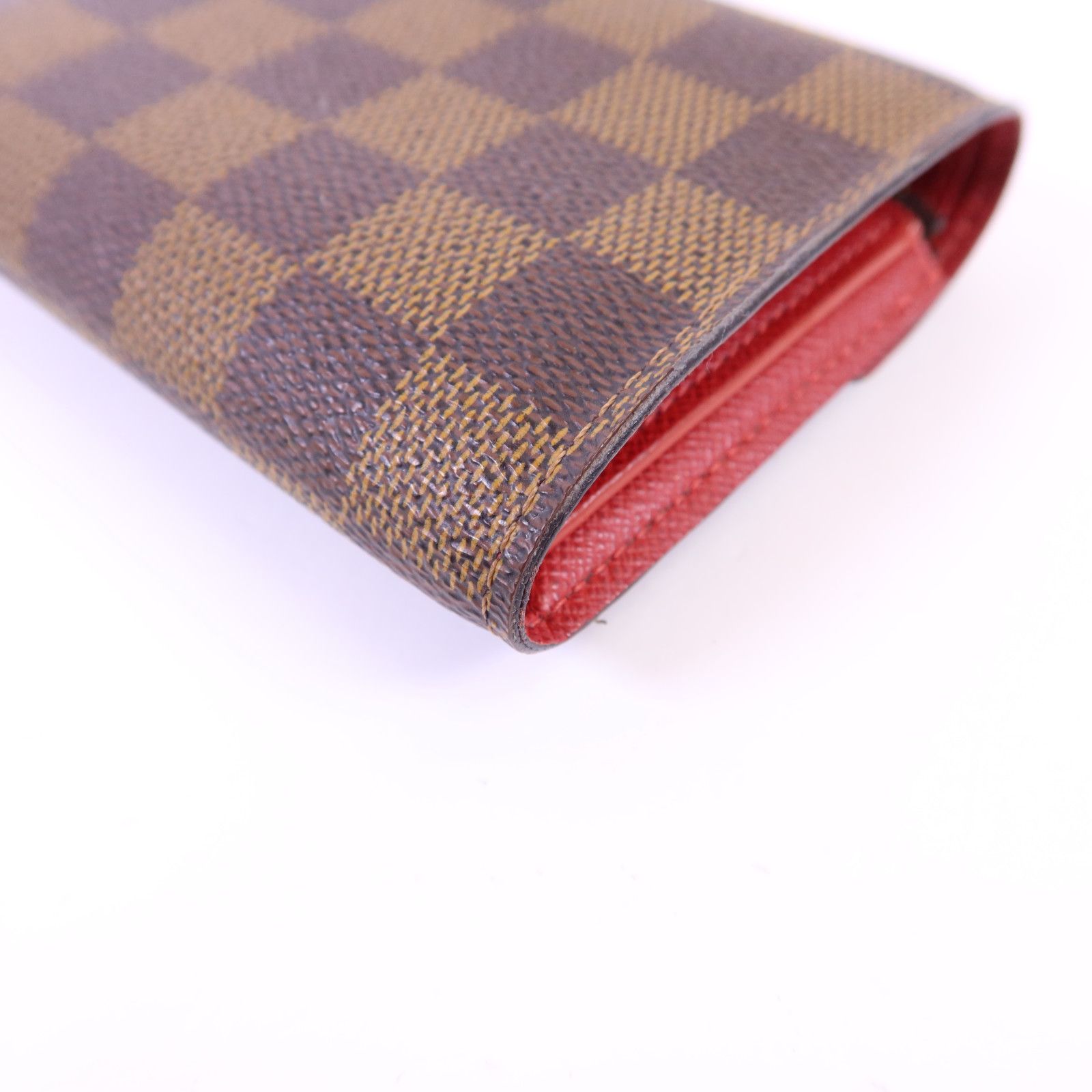 Damier Victorine Wallet Kinpaku Silver Package Brown Red Tri-Fold Wallet N 41659 — view 12