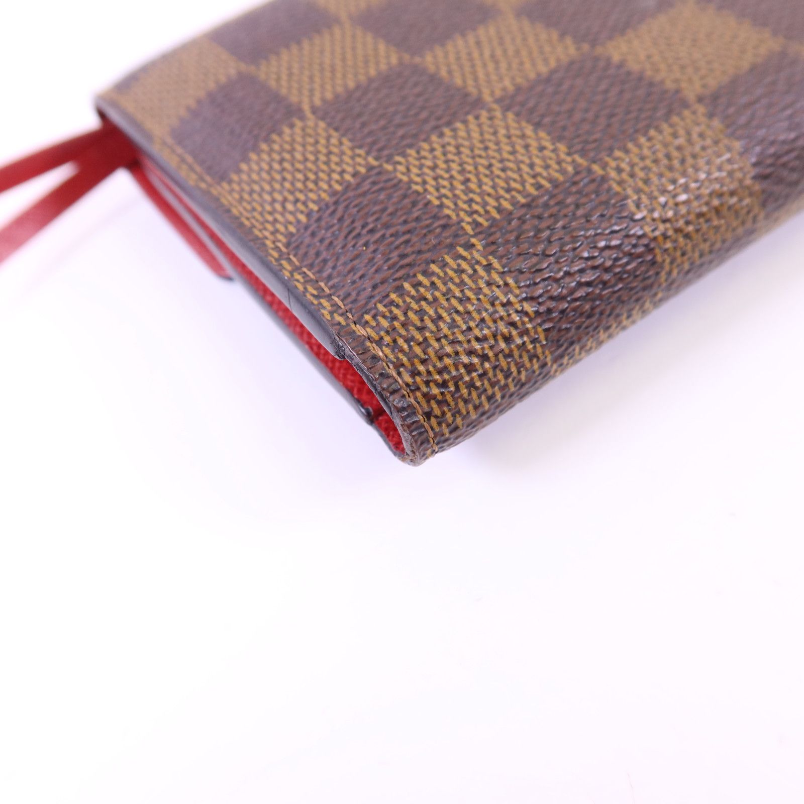 Damier Victorine Wallet Kinpaku Silver Package Brown Red Tri-Fold Wallet N 41659 — view 13