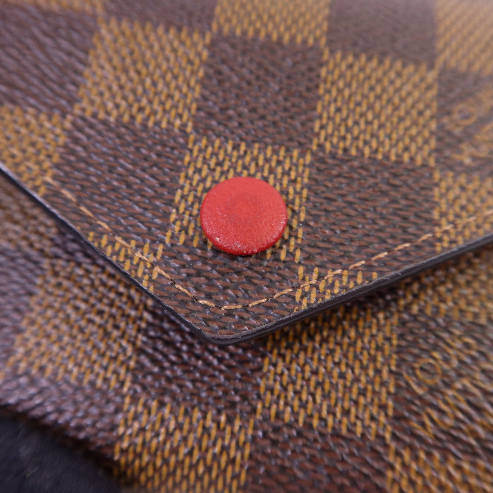 Damier Victorine Wallet Kinpaku Silver Package Brown Red Tri-Fold Wallet N 41659 — view 15