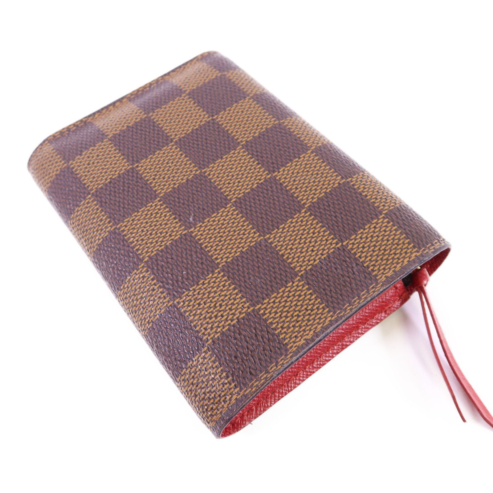 Damier Victorine Wallet Kinpaku Silver Package Brown Red Tri-Fold Wallet N 41659 — view 4
