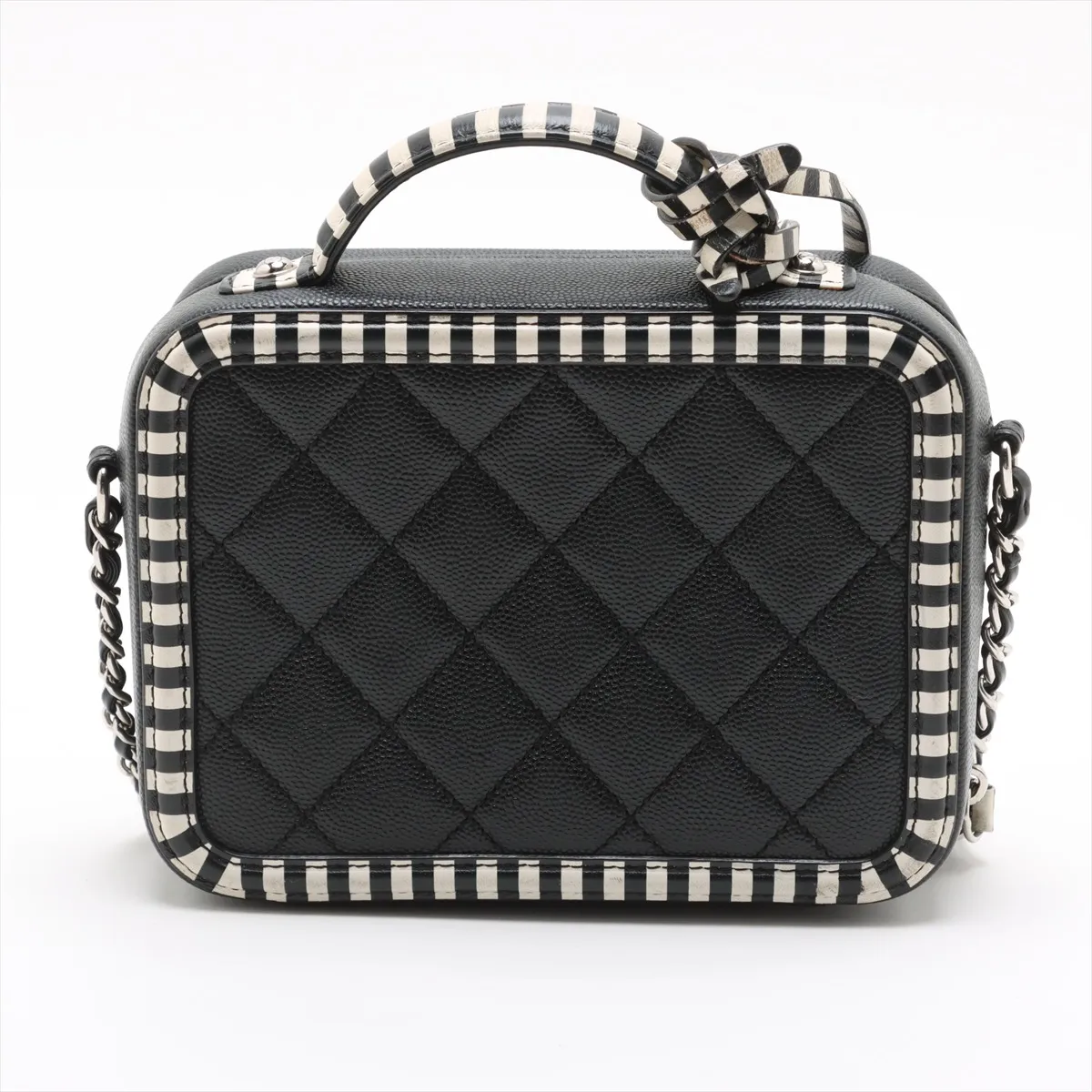 CC Filigree Caviar Skin 2WAY Handbag Black x White Silver Hardware 28214244 28th Series — view 2