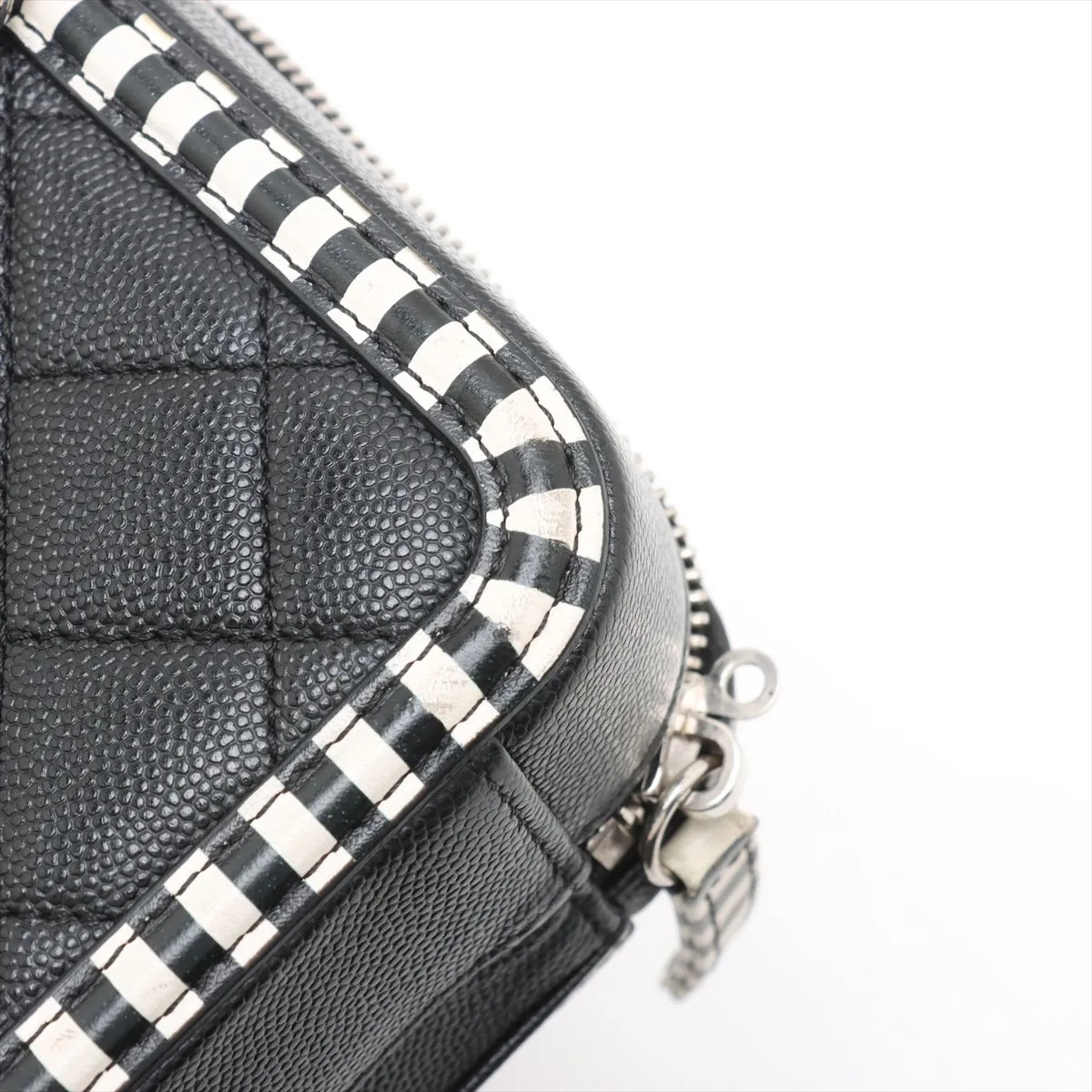 CC Filigree Caviar Skin 2WAY Handbag Black x White Silver Hardware 28214244 28th Series — view 12