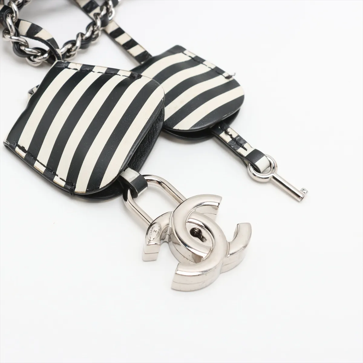 CC Filigree Caviar Skin 2WAY Handbag Black x White Silver Hardware 28214244 28th Series — view 13