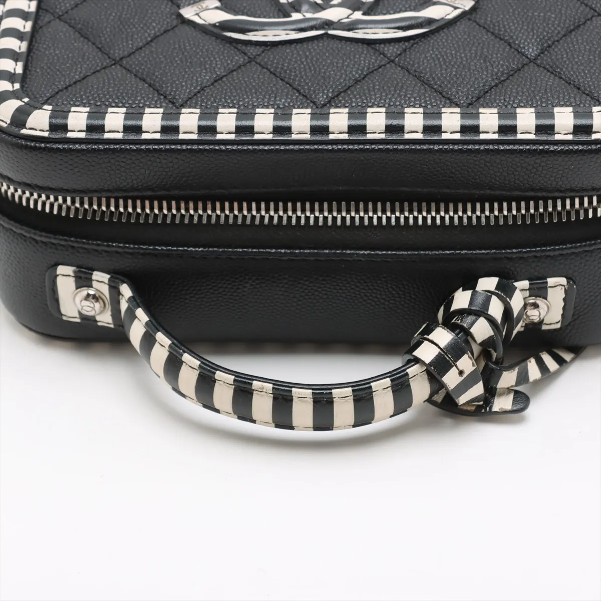 CC Filigree Caviar Skin 2WAY Handbag Black x White Silver Hardware 28214244 28th Series — view 5