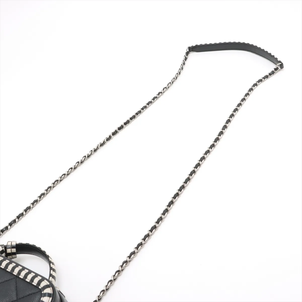 CC Filigree Caviar Skin 2WAY Handbag Black x White Silver Hardware 28214244 28th Series — view 7