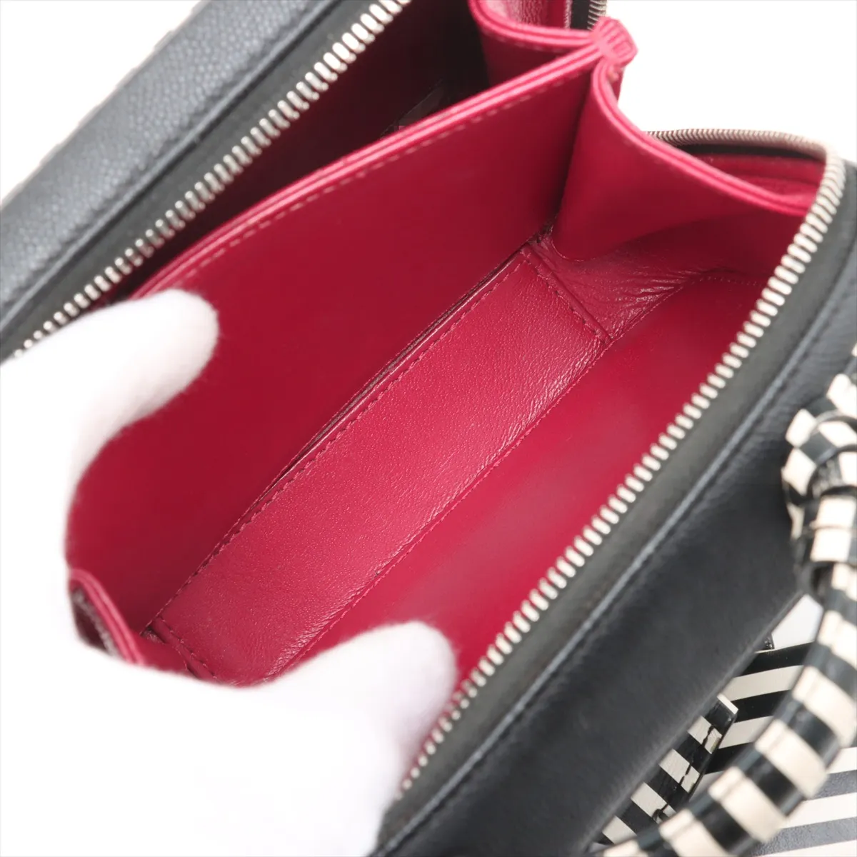 CC Filigree Caviar Skin 2WAY Handbag Black x White Silver Hardware 28214244 28th Series — view 9