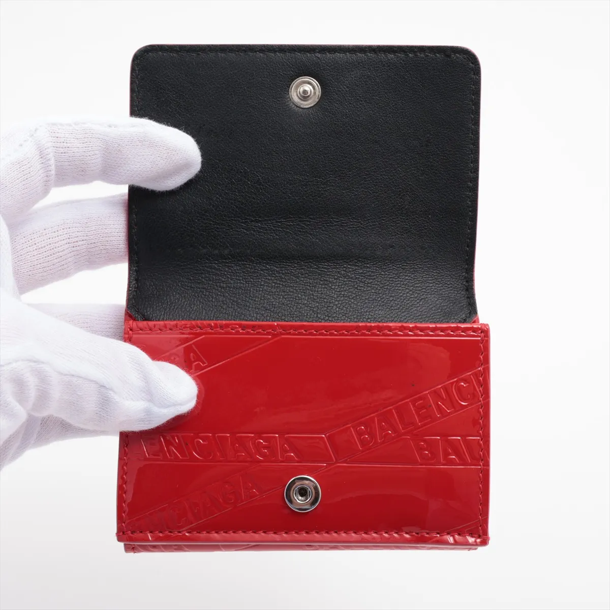 Paper Mini 558208 Patent Leather Compact Wallet Red — view 3