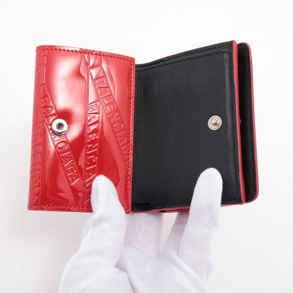 Paper Mini 558208 Patent Leather Compact Wallet Red — view 4