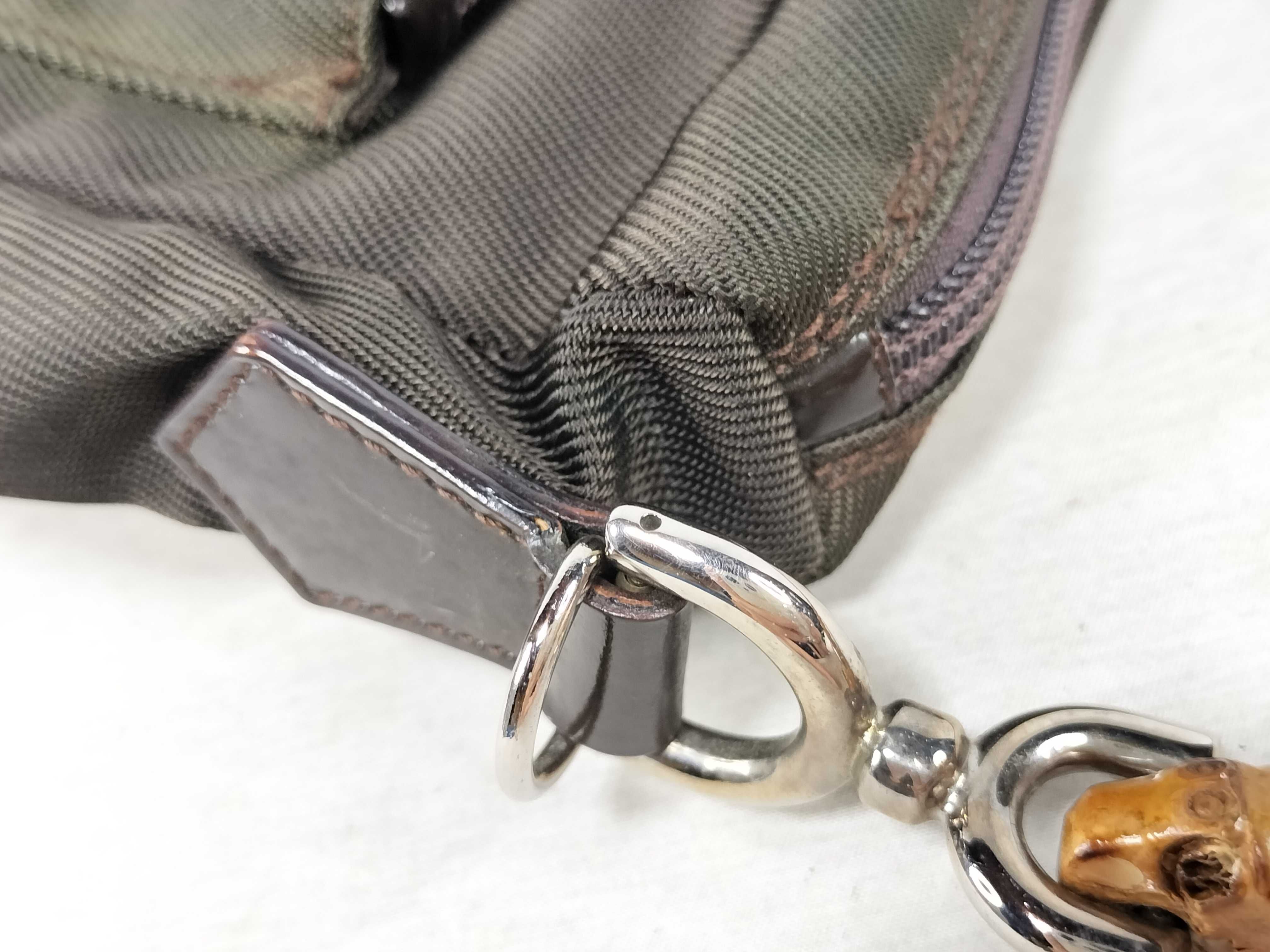 Bamboo / Bamboo Tote Bag / 000?0509?200159 / Nylon x Leather / Olive Green / S? Fitted Tote Bag Handbag — view 5