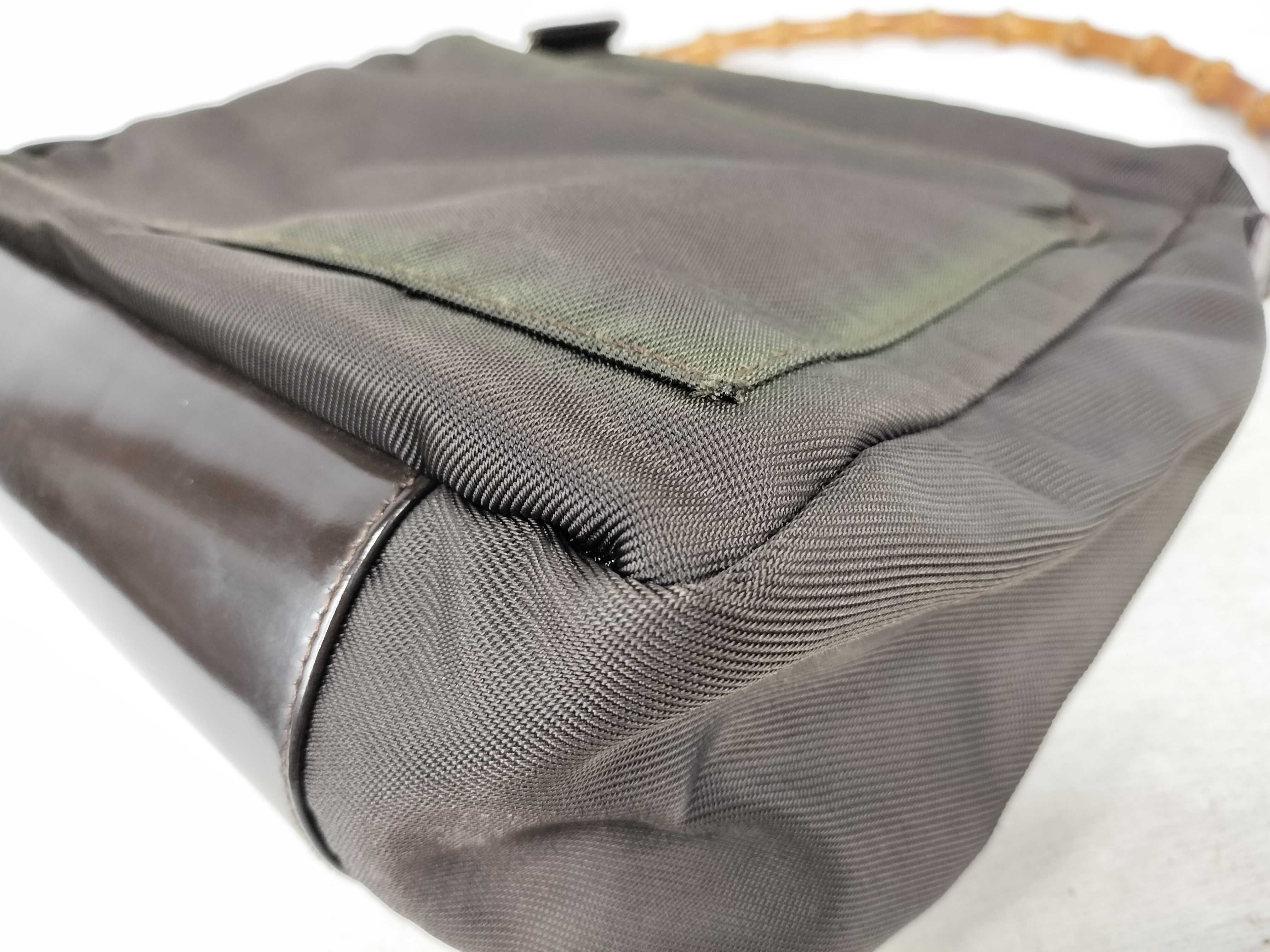 Bamboo / Bamboo Tote Bag / 000?0509?200159 / Nylon x Leather / Olive Green / S? Fitted Tote Bag Handbag — view 7